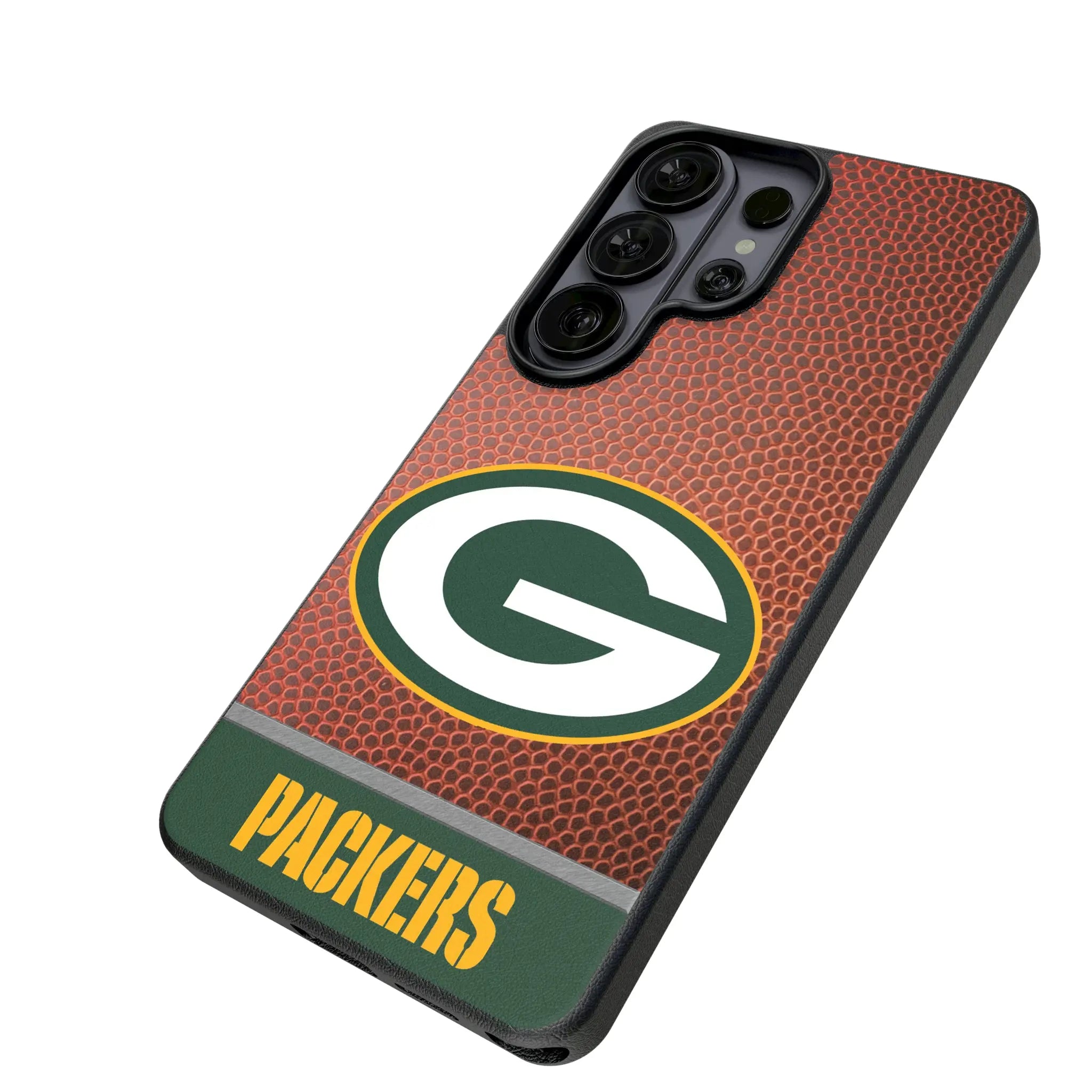 Green Bay Packers Football Wordmark Galaxy MagSafe Compatible Phone Case for Samsung Galaxy - Isometric View#Device_Galaxy S26 Ultra