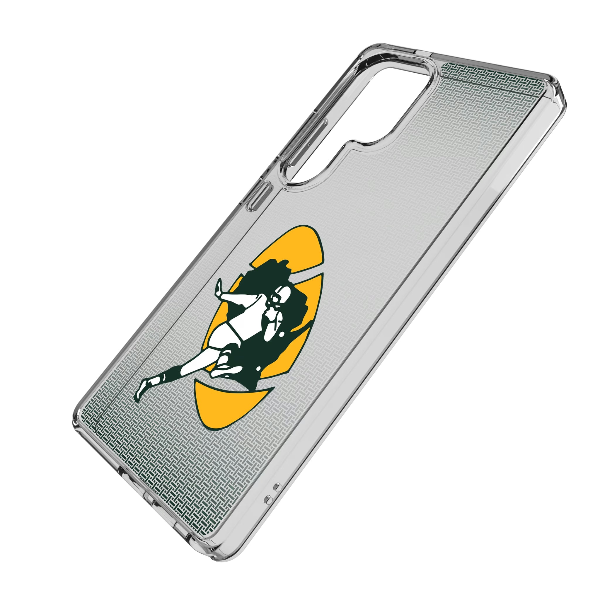 Green Bay Packers Historic Collection Linen Galaxy Clear Phone Case for Samsung Galaxy - Isometric View