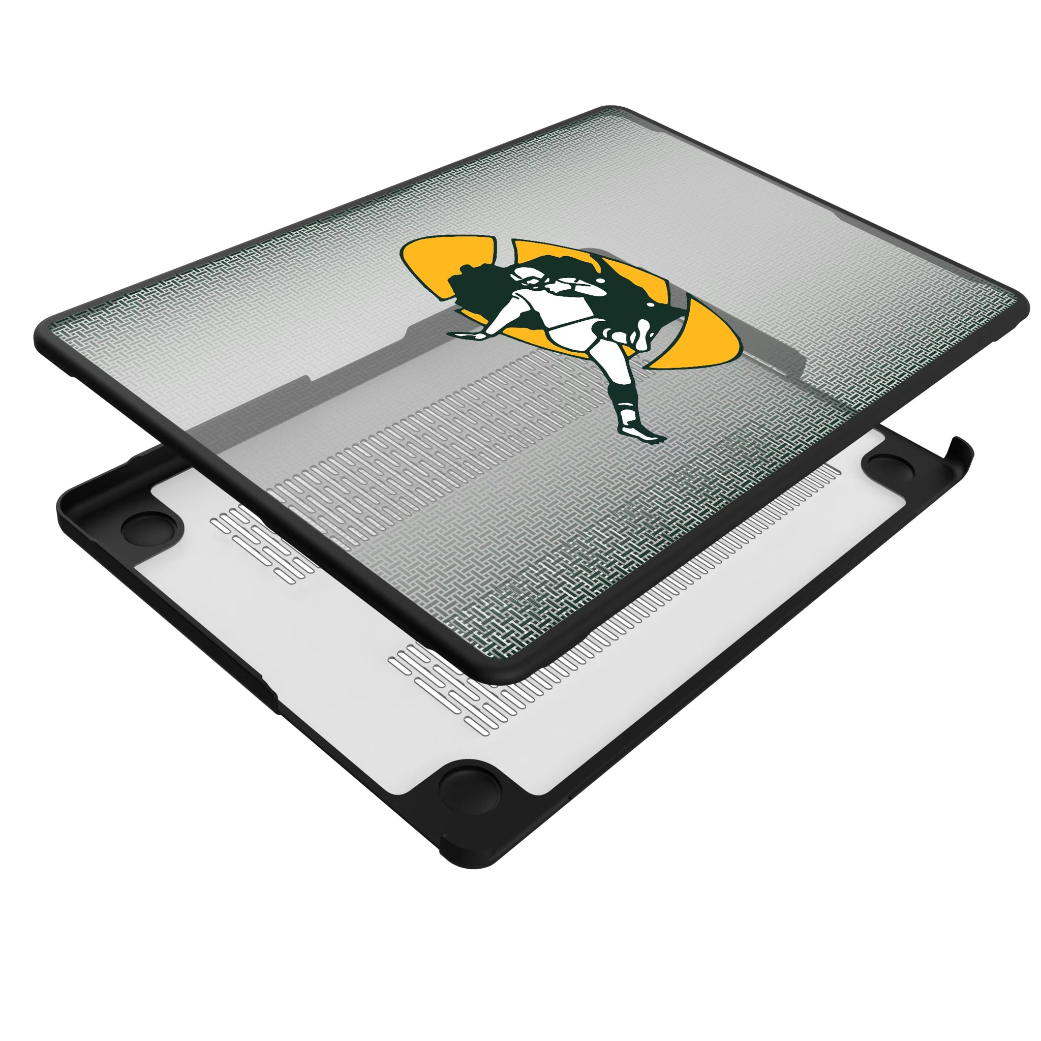 Green Bay Packers Historic Collection Linen MacBook Laptop Case for Apple MacBook - Isometric View#Device_MacBook Pro (14-inch, 2021) / MacBook Pro (14-inch, 2023) / MacBook Pro (14-inch, 2024)