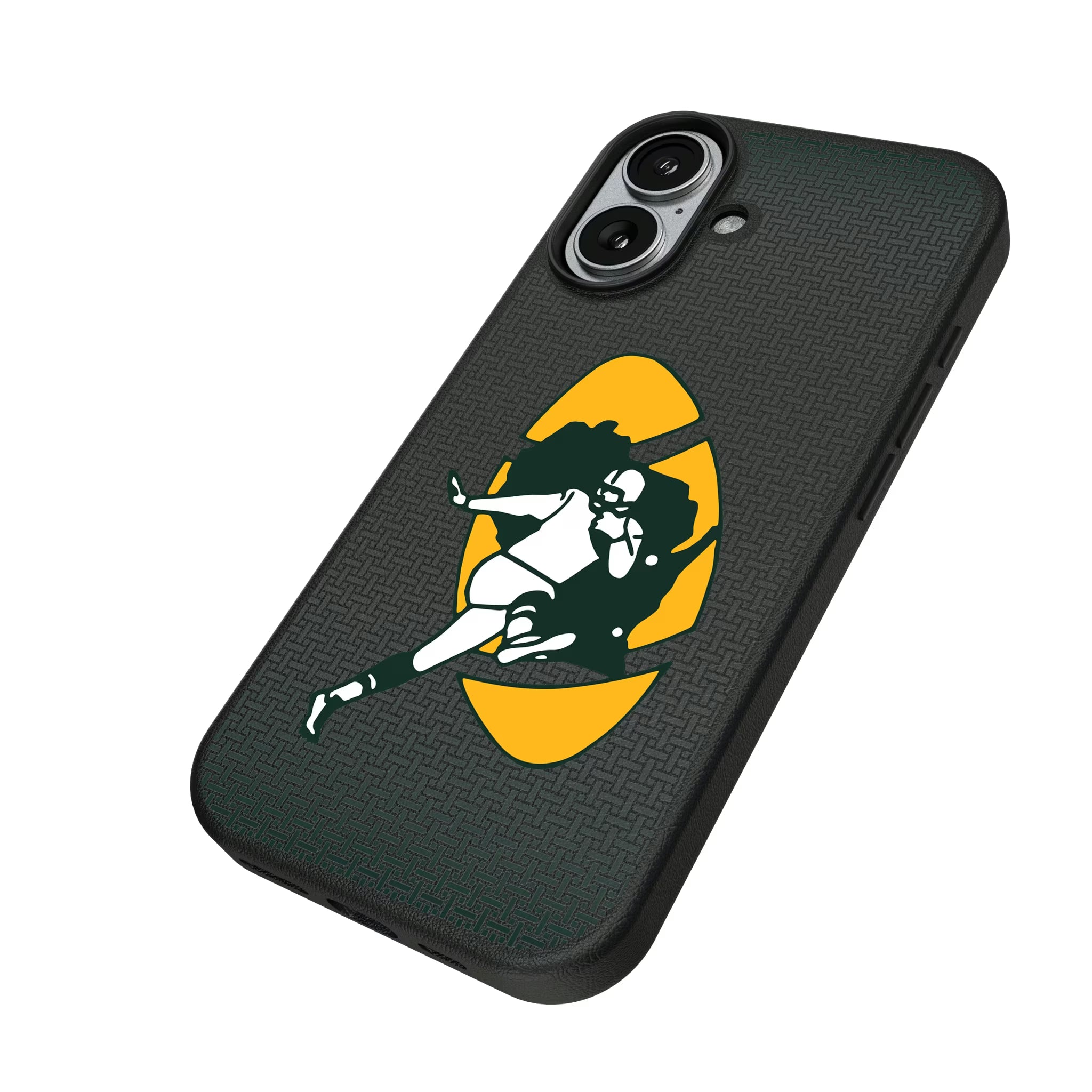 Green Bay Packers Historic Collection Linen iPhone MagSafe Compatible Phone Case for Apple iPhone - Isometric View#Device_iPhone 17