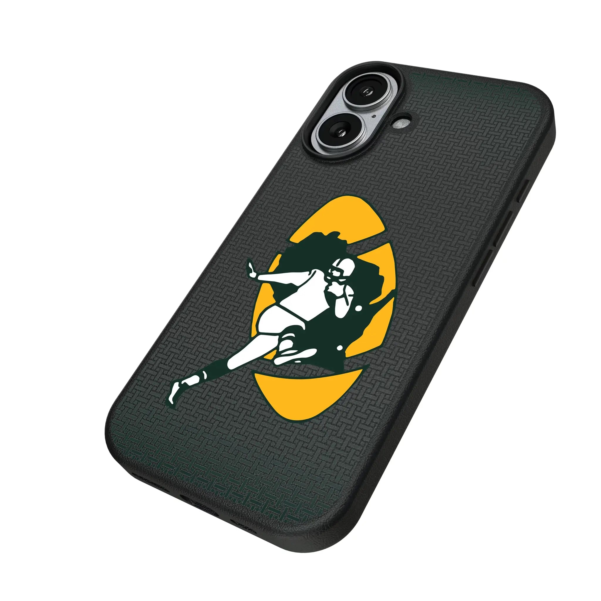 Green Bay Packers Historic Collection Linen iPhone MagSafe Compatible Phone Case for Apple iPhone - Isometric View#Device_iPhone 17