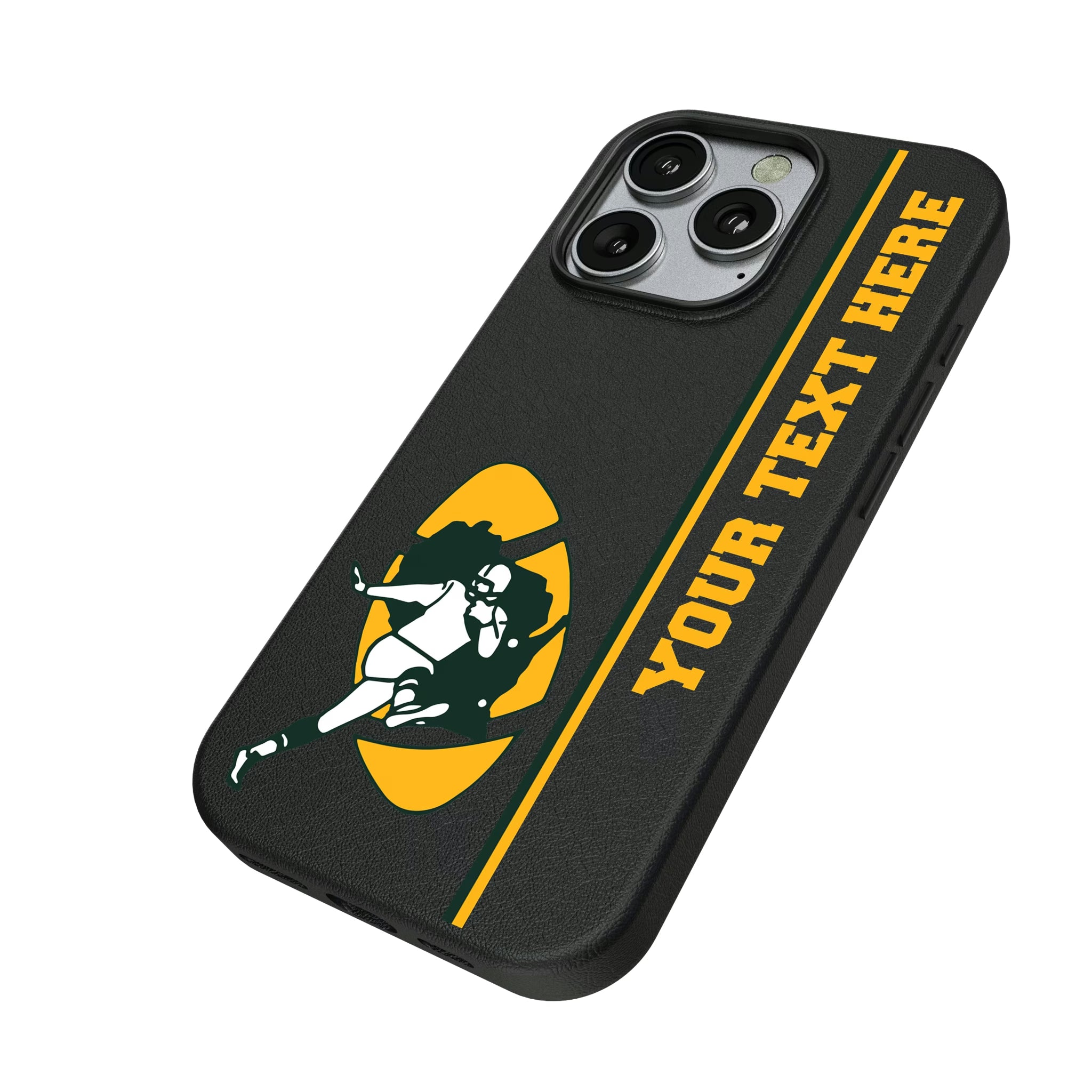 Green Bay Packers Historic Collection Personalized Sidebard iPhone MagSafe Compatible Phone Case for Apple iPhone - Isometric View