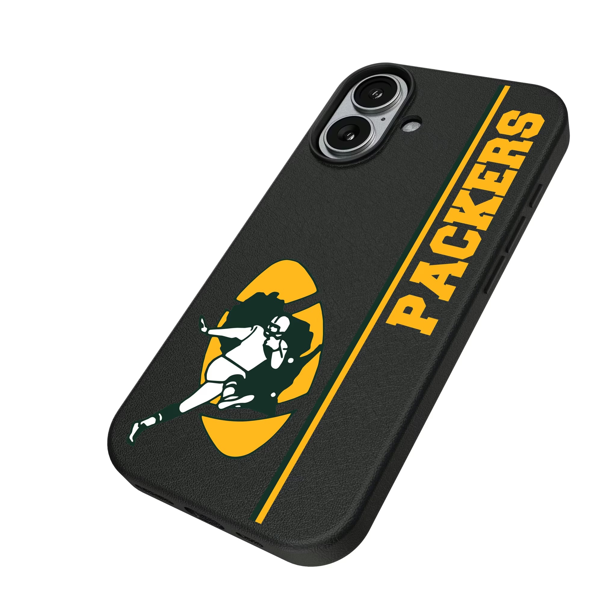 Green Bay Packers Historic Collection Sidebar iPhone MagSafe Compatible Phone Case for Apple iPhone - Isometric View#Device_iPhone 17