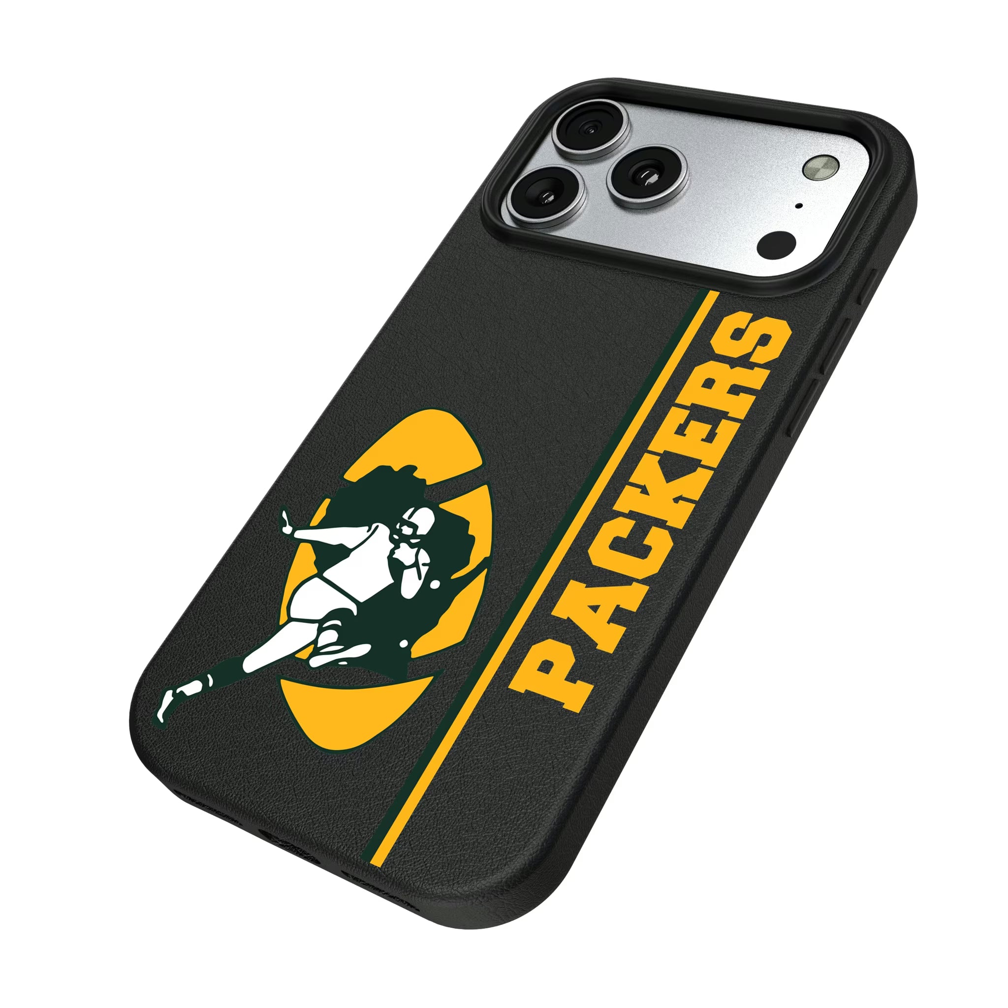 Green Bay Packers Historic Collection Sidebar iPhone MagSafe Compatible Phone Case for Apple iPhone - Isometric View#Device_iPhone 17 Pro Max