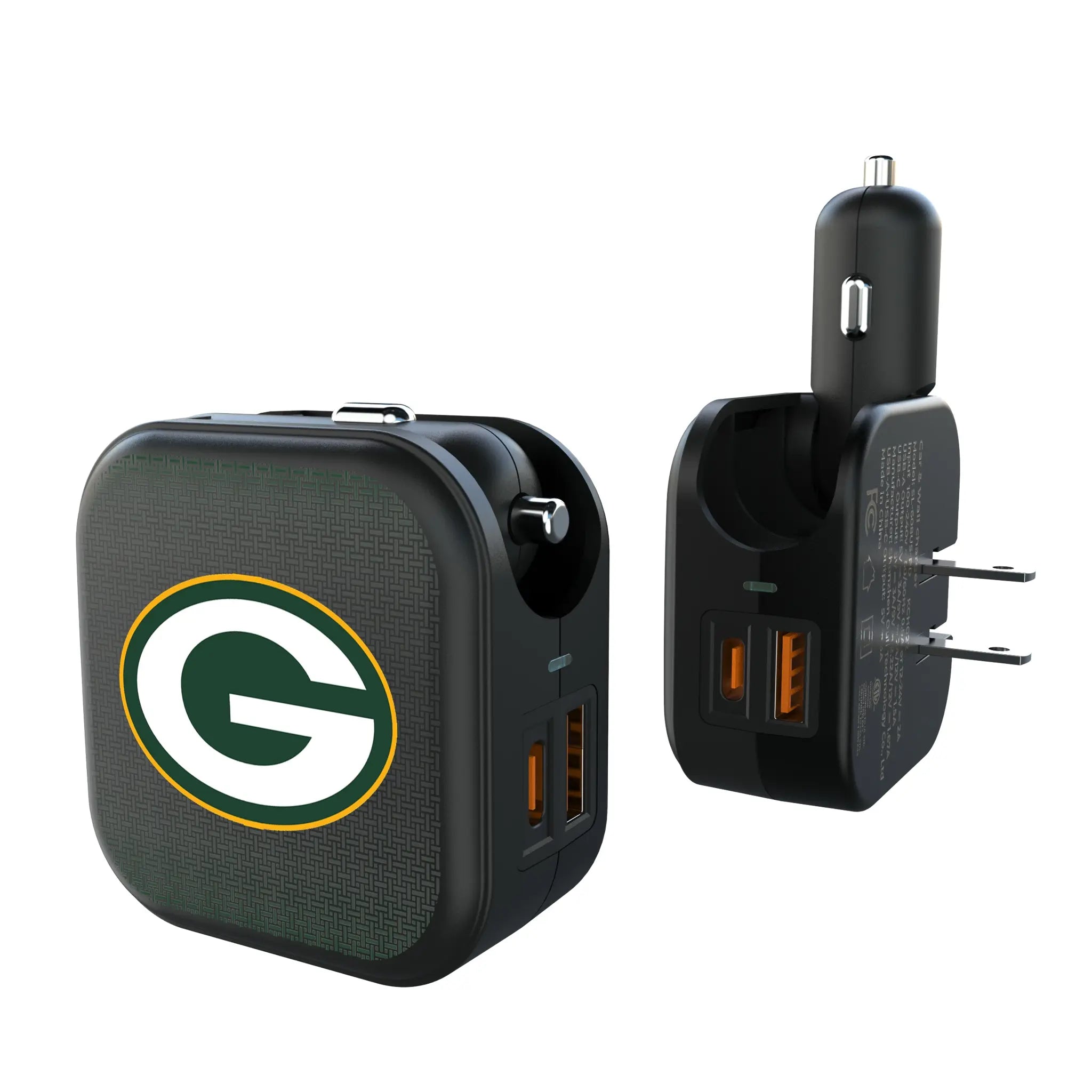 Green Bay Packers Linen 2 in 1 USB A/C Charger
