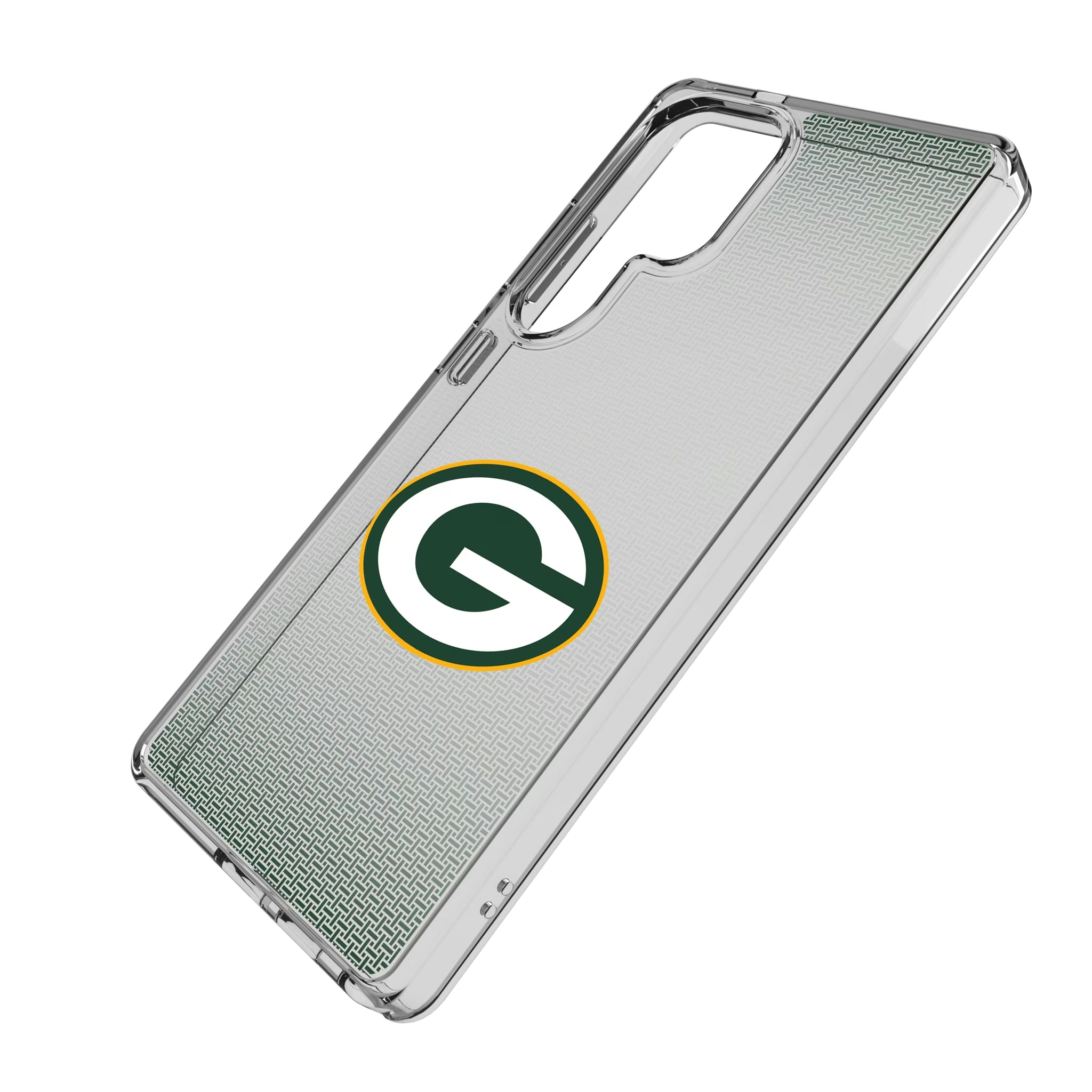 Green Bay Packers Linen Galaxy Clear Phone Case for Samsung Galaxy - Isometric View