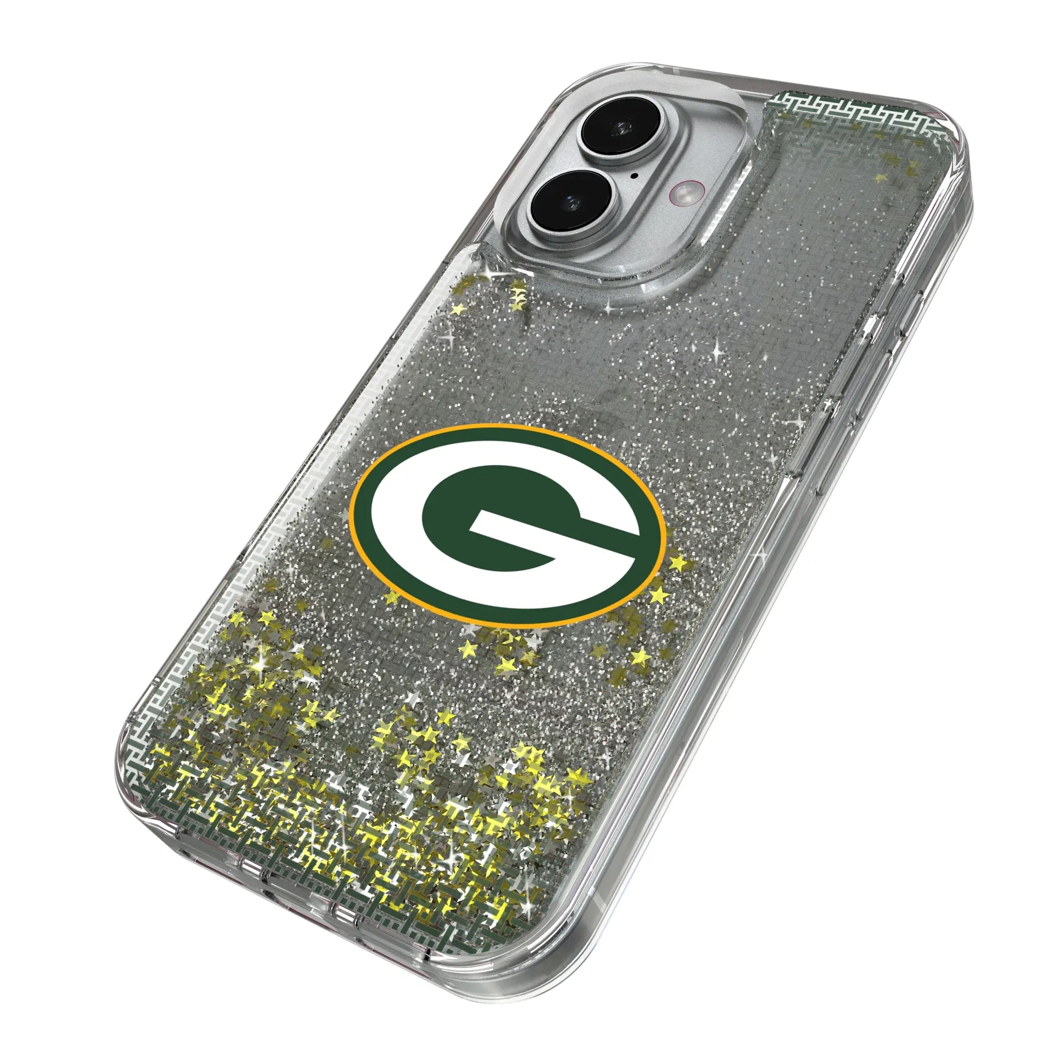 Green Bay Packers Linen iPhone Glitter Phone Case for Apple iPhone - Isometric View