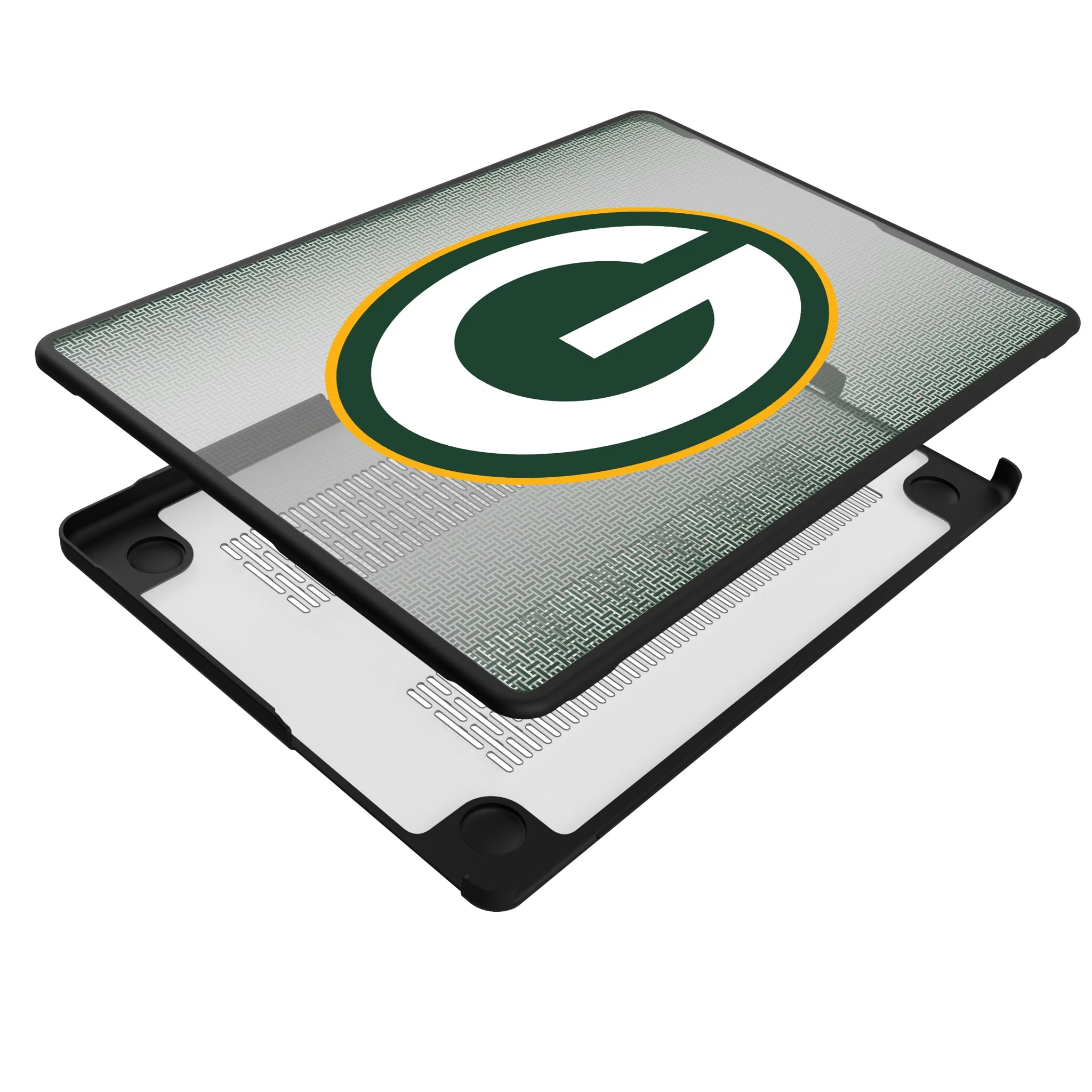 Green Bay Packers Linen MacBook Laptop Case for Apple MacBook - Isometric View#Device_MacBook Pro (14-inch, 2021) / MacBook Pro (14-inch, 2023) / MacBook Pro (14-inch, 2024)