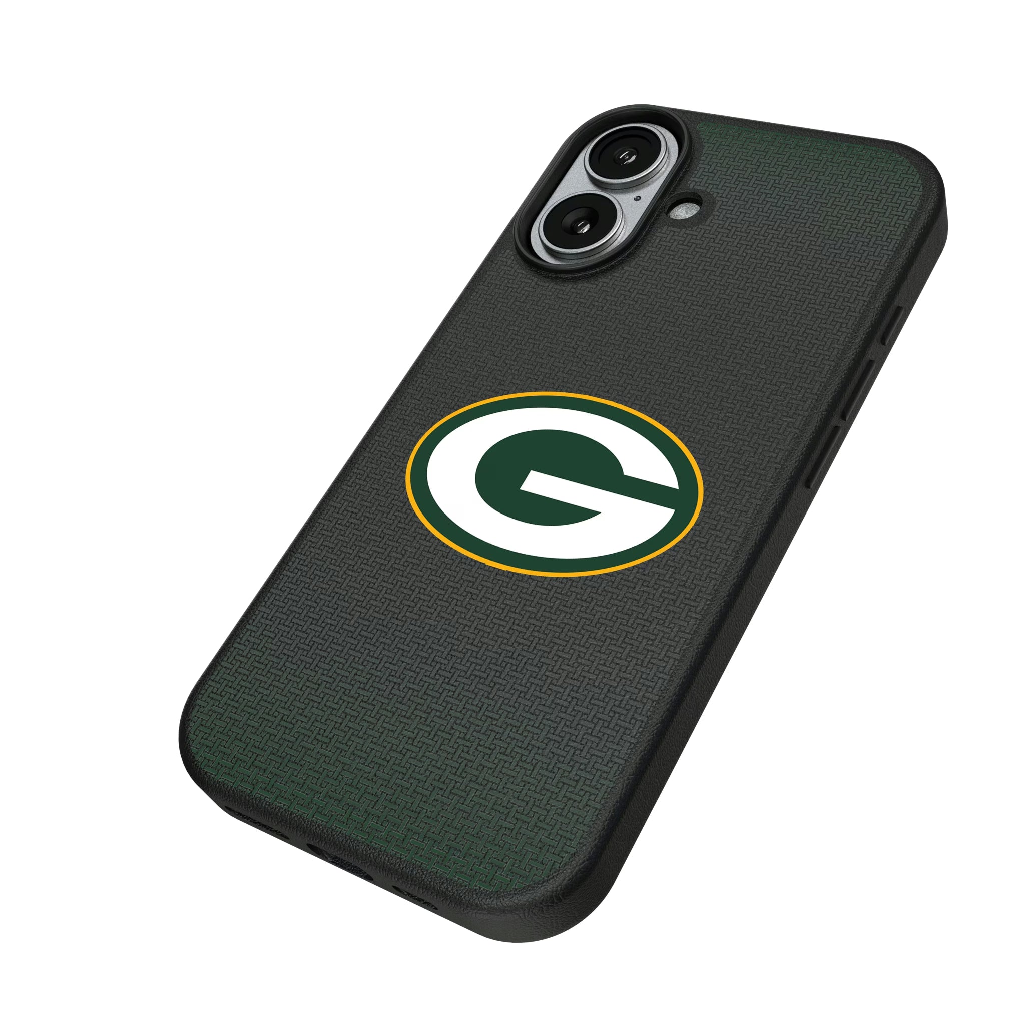 Green Bay Packers Linen iPhone MagSafe Compatible Phone Case for Apple iPhone - Isometric View#Device_iPhone 17