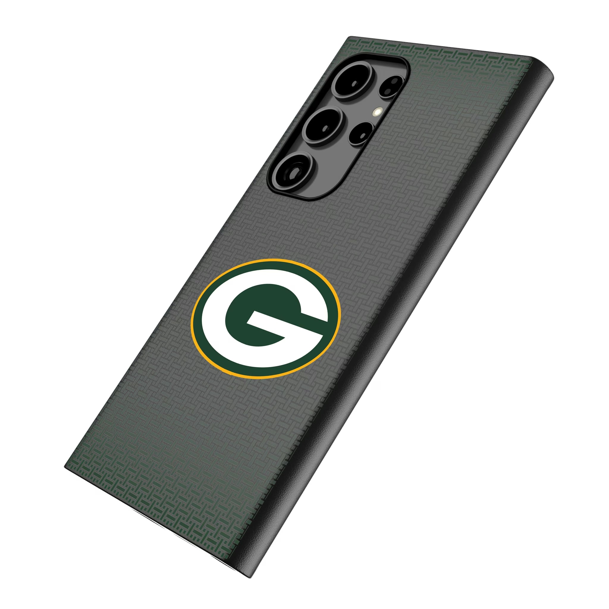 Green Bay Packers Linen Galaxy MagSafe Compatible Phone Case for Samsung Galaxy - Isometric View