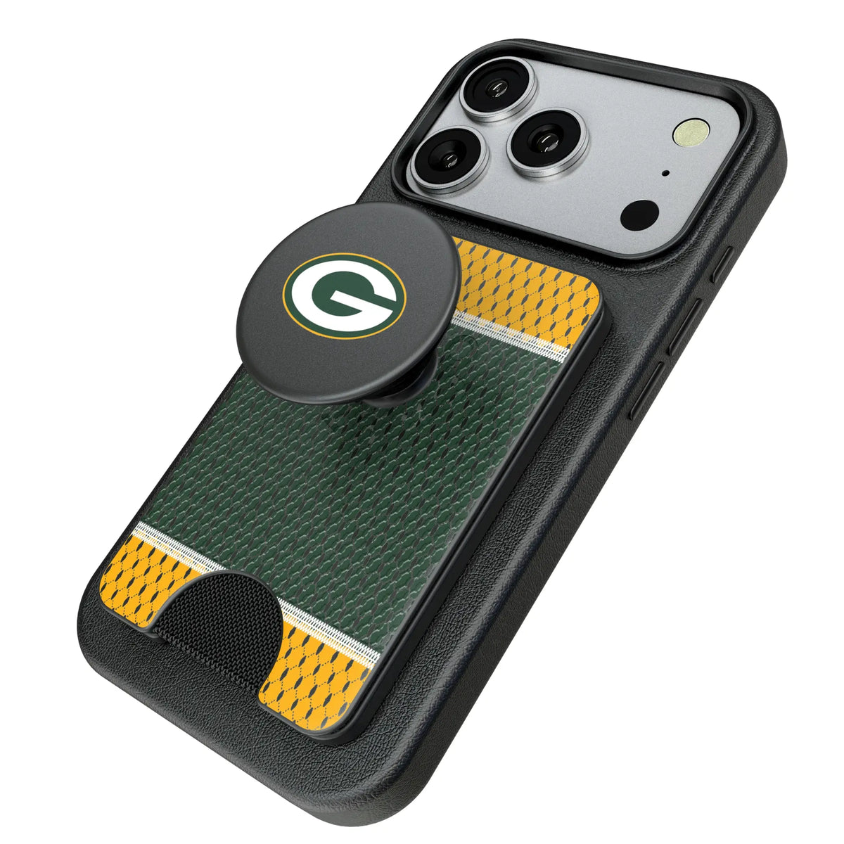 Green Bay Packers Mesh Popsockets Wallet Magnetic - Isometric View
