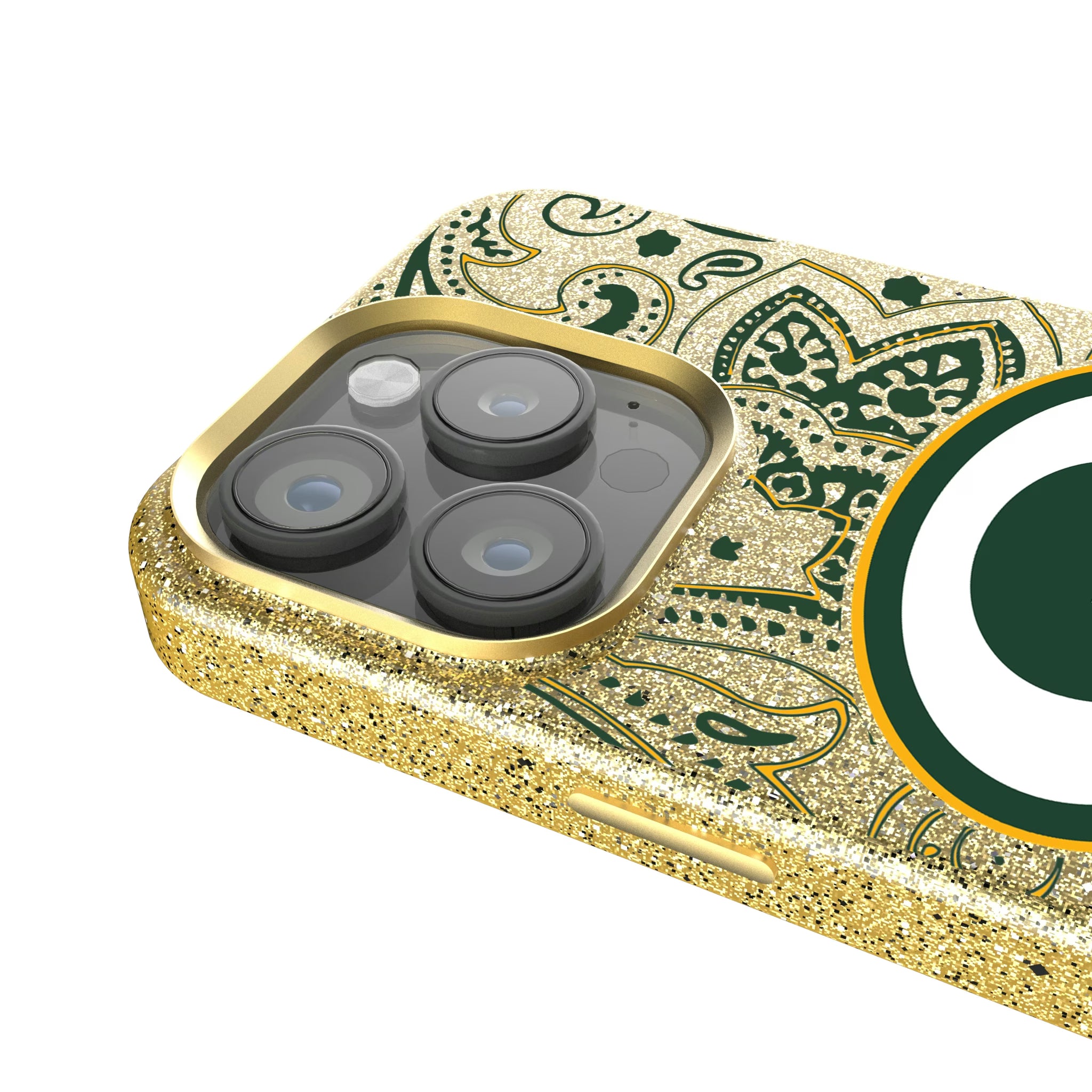 Green Bay Packers Paisley iPhone Bling Phone Case for Apple iPhone - Detail