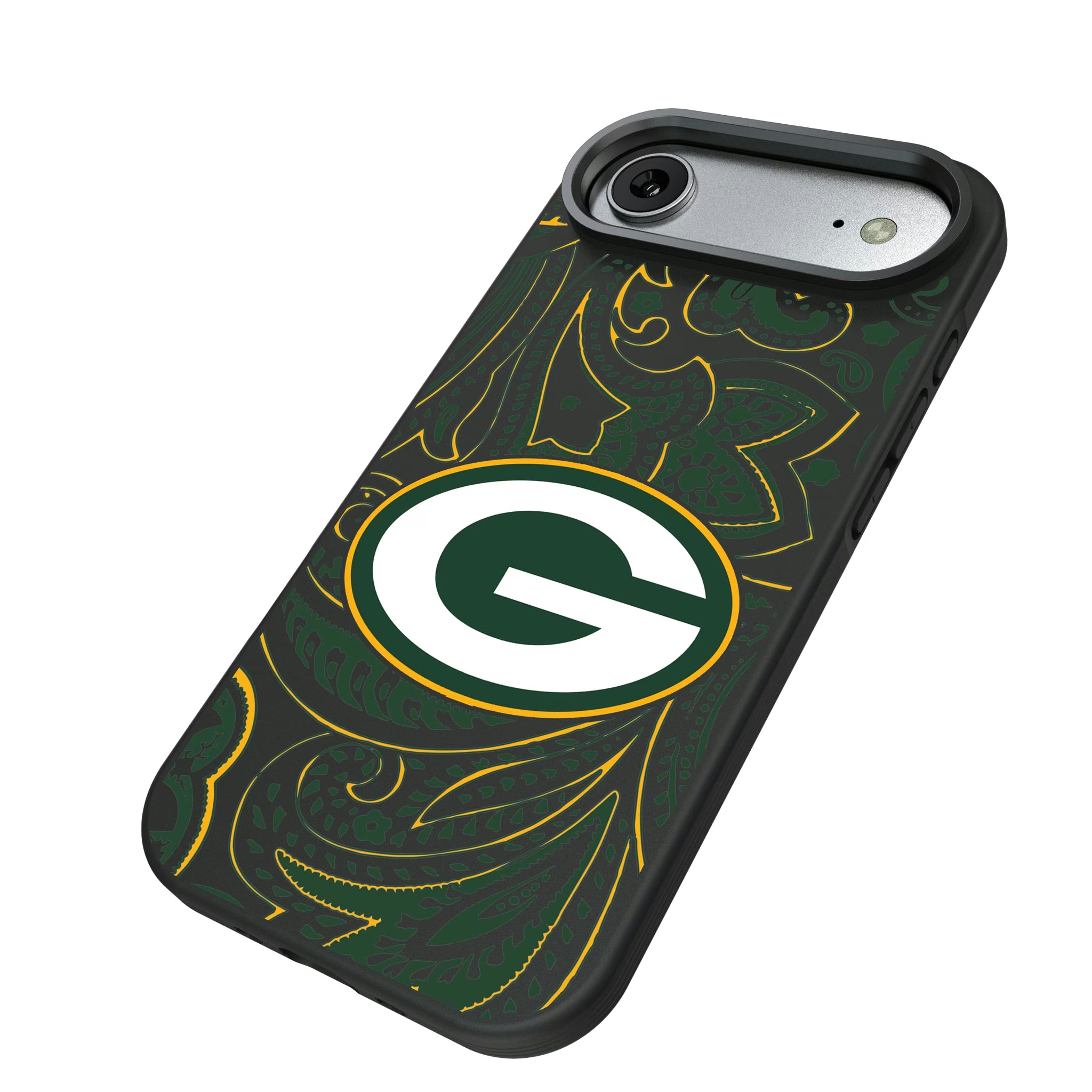 Green Bay Packers Paisley iPhone Bump Phone Case for Apple iPhone - Isometric View#Device_iPhone Air