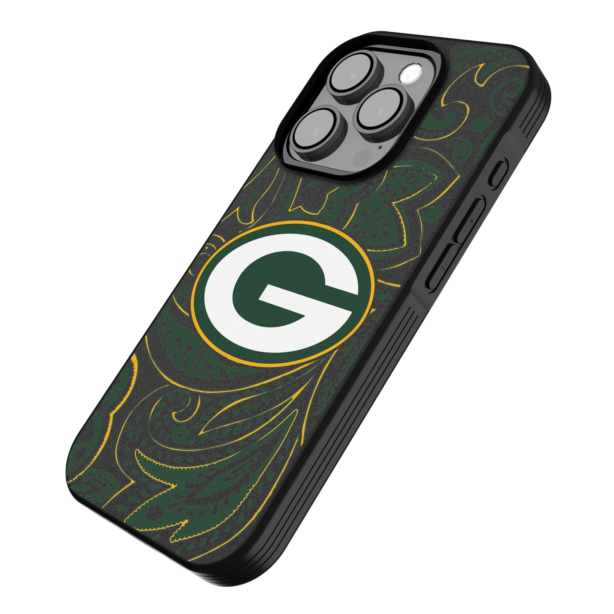 Green Bay Packers Paisley iPhone Bump Phone Case for Apple iPhone - Isometric View