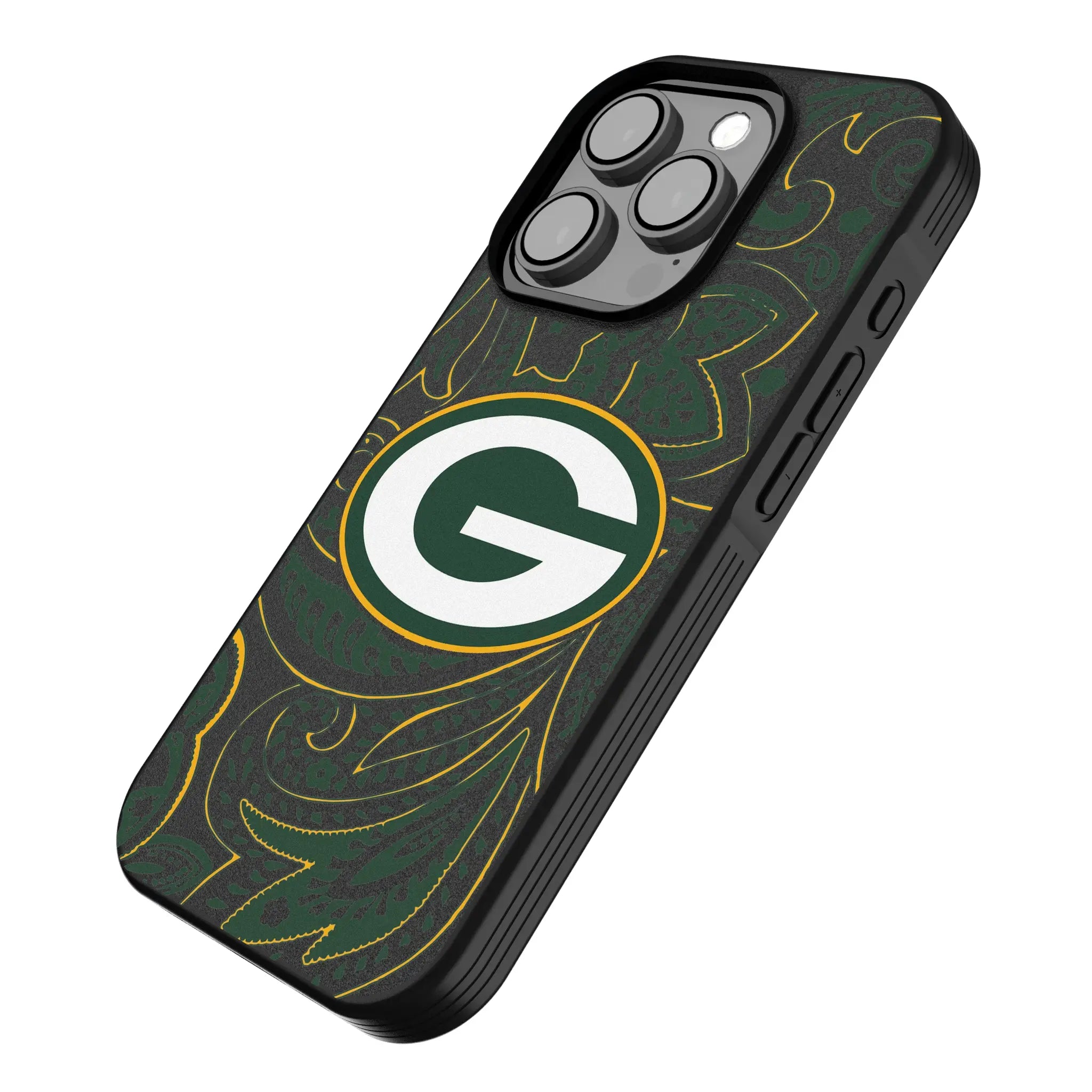 Green Bay Packers Paisley iPhone Bump Phone Case for Apple iPhone - Isometric View