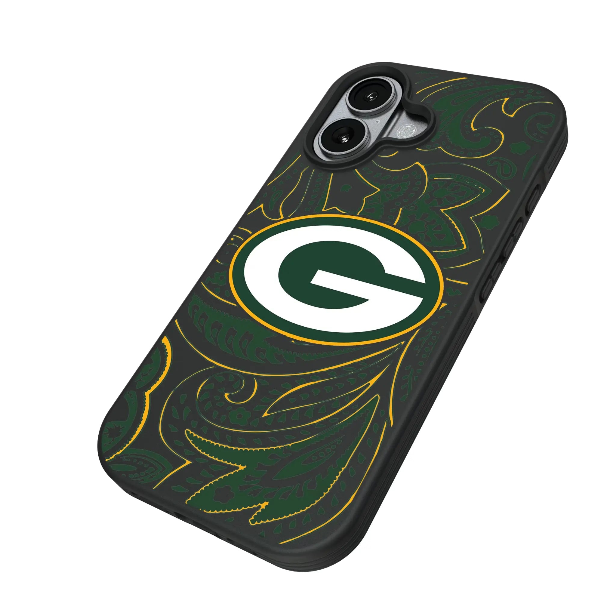 Green Bay Packers Paisley iPhone Bump Phone Case for Apple iPhone - Isometric View#Device_iPhone 17