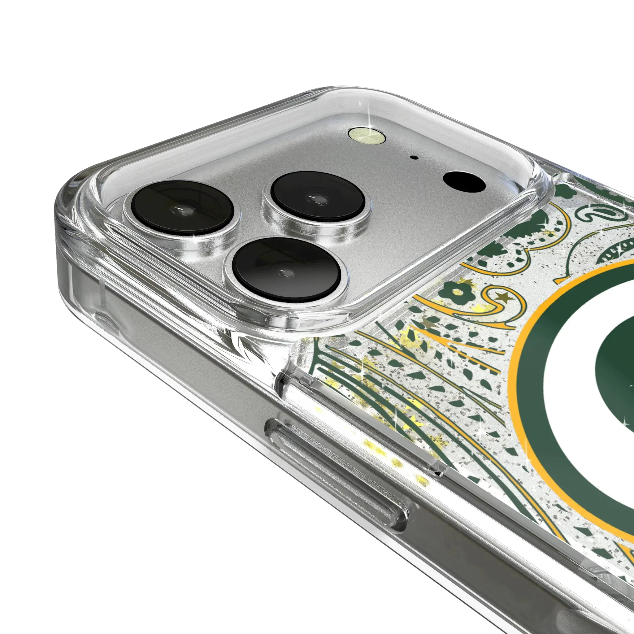 Green Bay Packers Paisley iPhone Glitter Phone Case for Apple iPhone - Detail