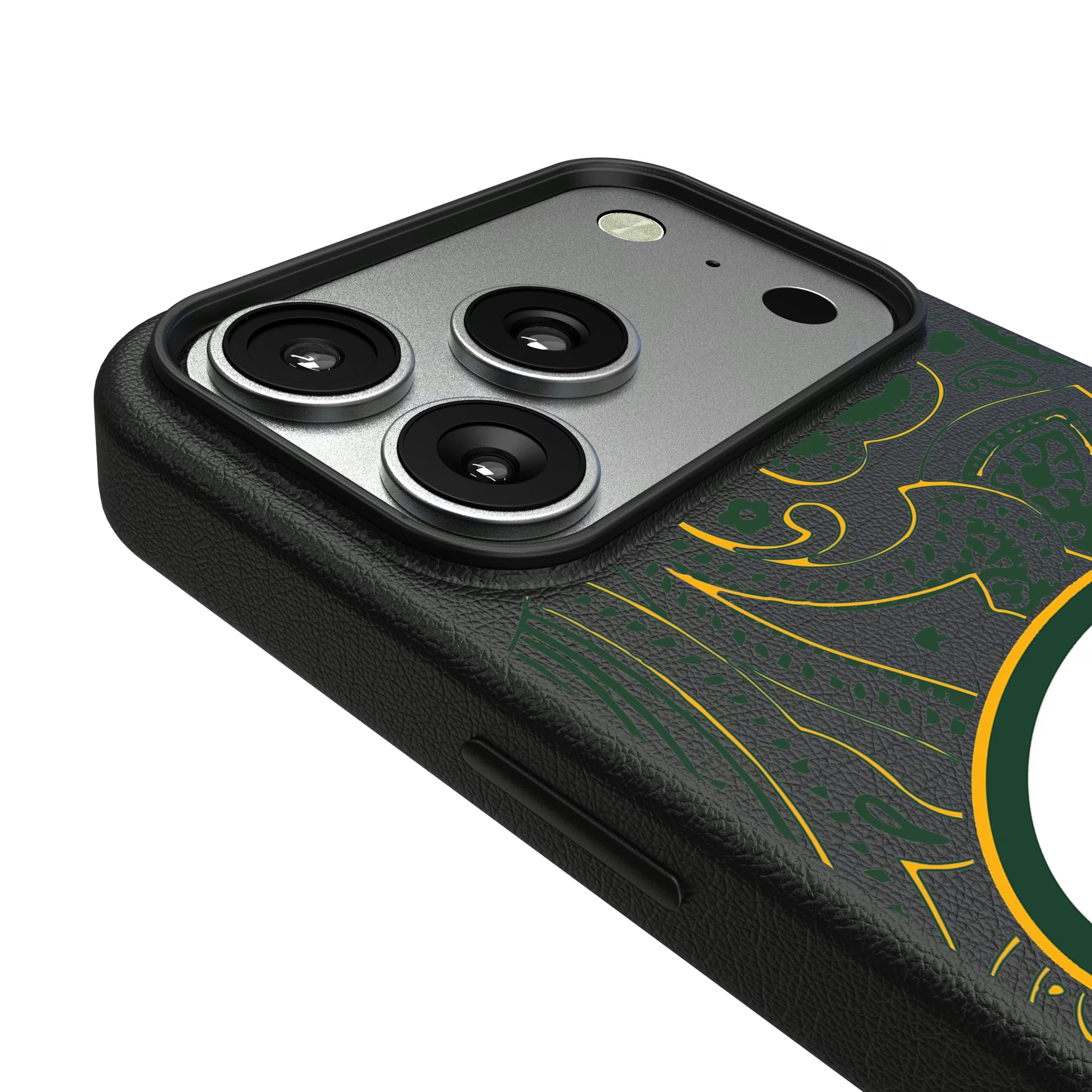 Green Bay Packers Paisley iPhone MagSafe Compatible Phone Case for Apple iPhone - Detail#Device_iPhone 17 Pro