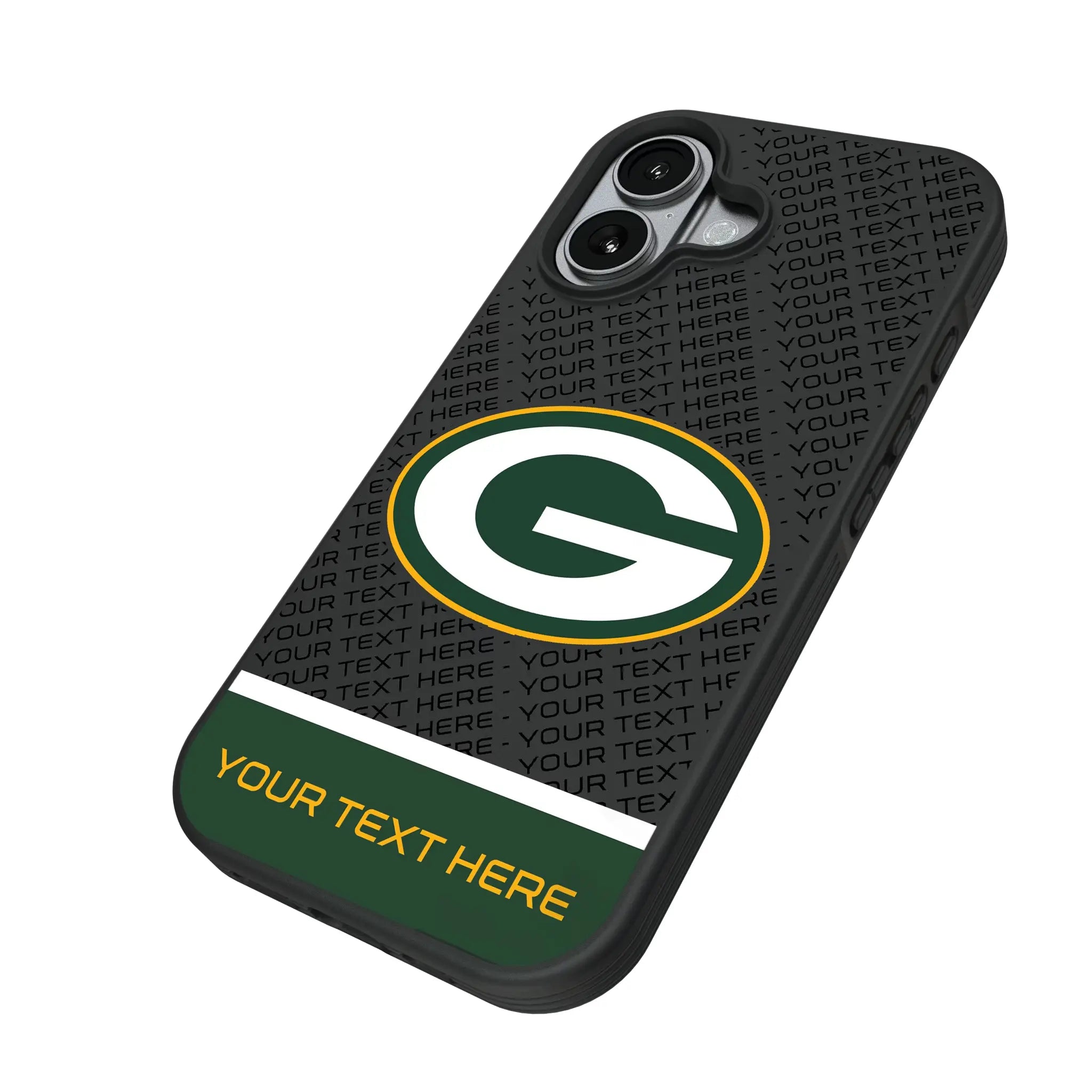 Green Bay Packers Personalized EndZone Plus iPhone Bump Phone Case for Apple iPhone - Isometric View#Device_iPhone 17