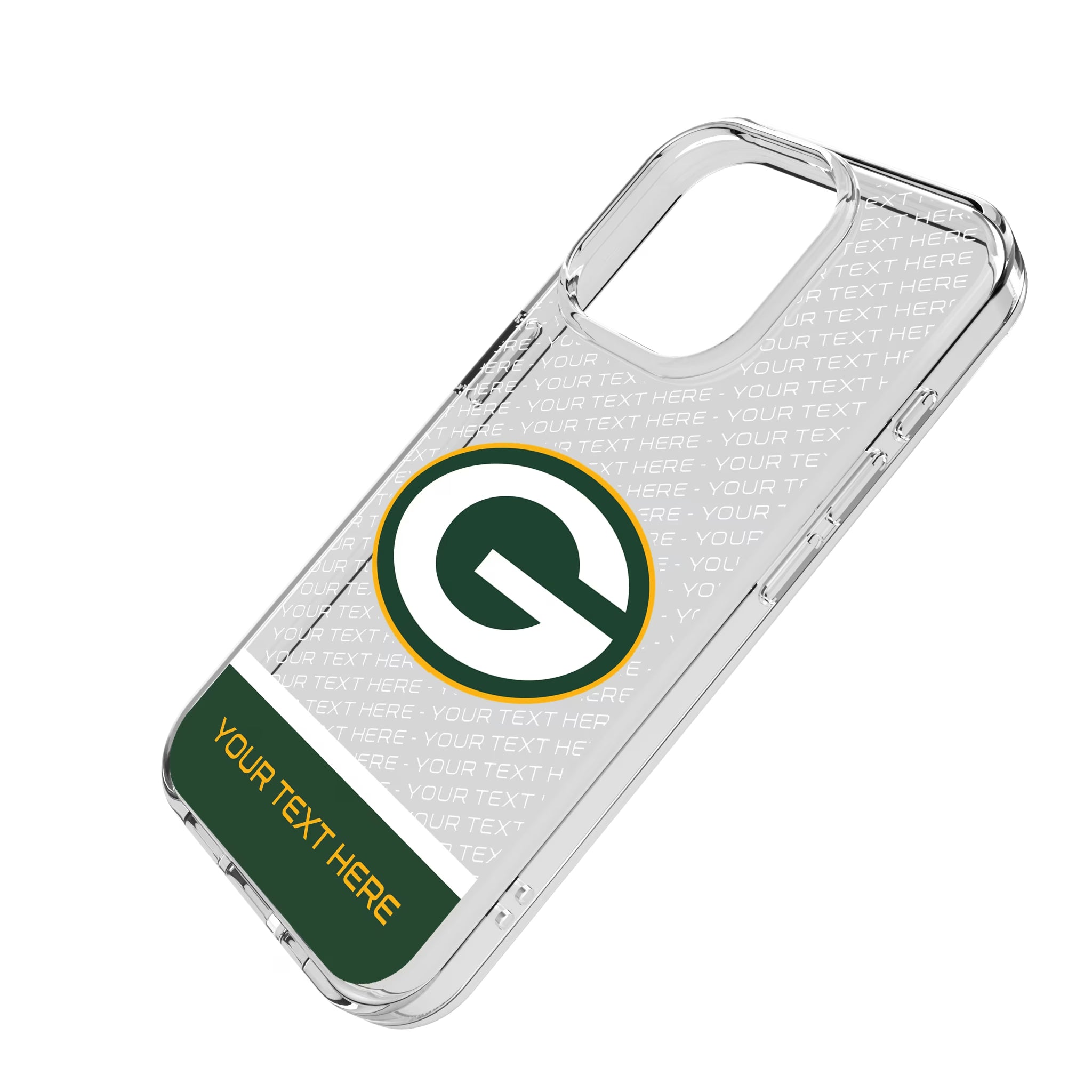 Green Bay Packers Personalized EndZone Plus iPhone Clear Phone Case for Apple iPhone - Isometric View