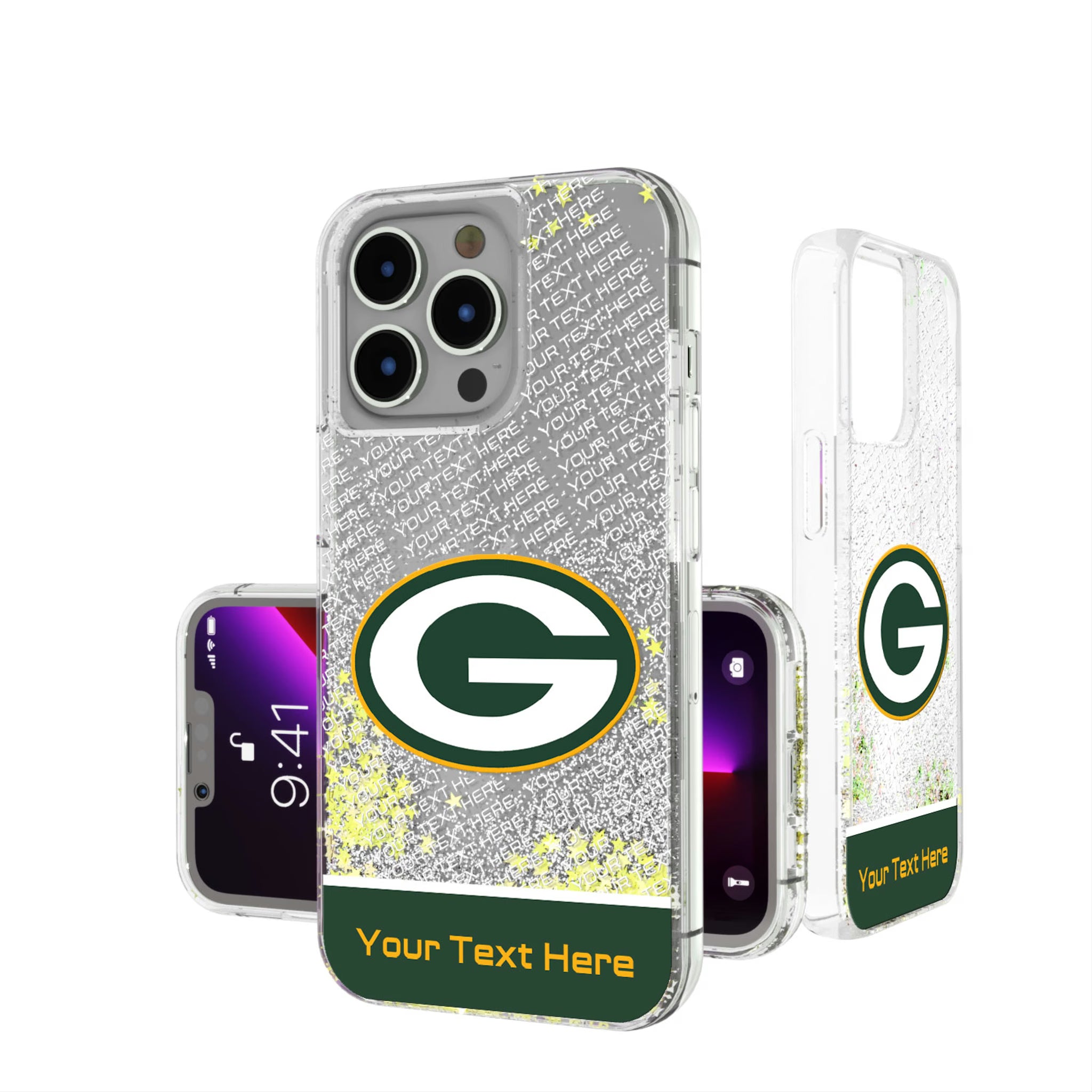 Green Bay Packers Personalized EndZone Plus iPhone Glitter Phone Case for Apple iPhone