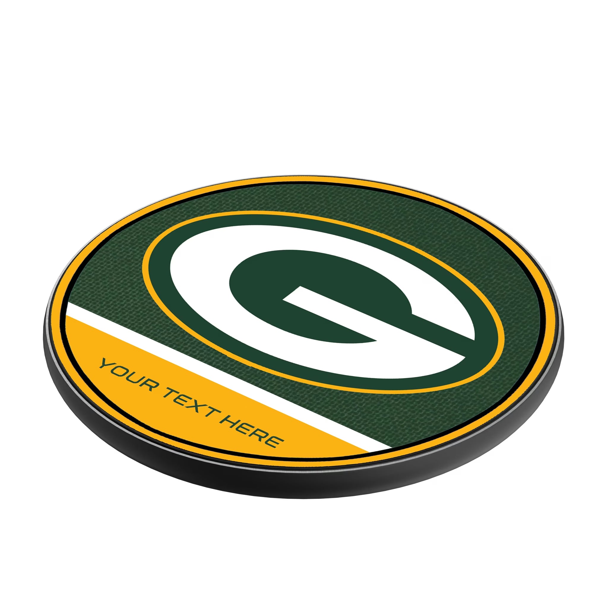 Green Bay Packers Personalized Endzone Solid 15-Watt Wireless Charger - Isometric View