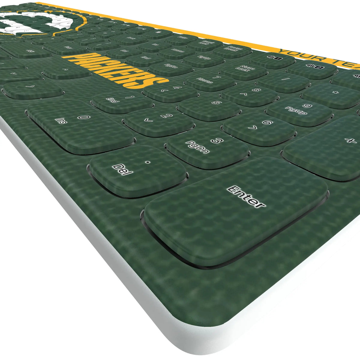 Green Bay Packers Personalized Endzone Solid KKB605 Curved Wireless Keyboard - Detail