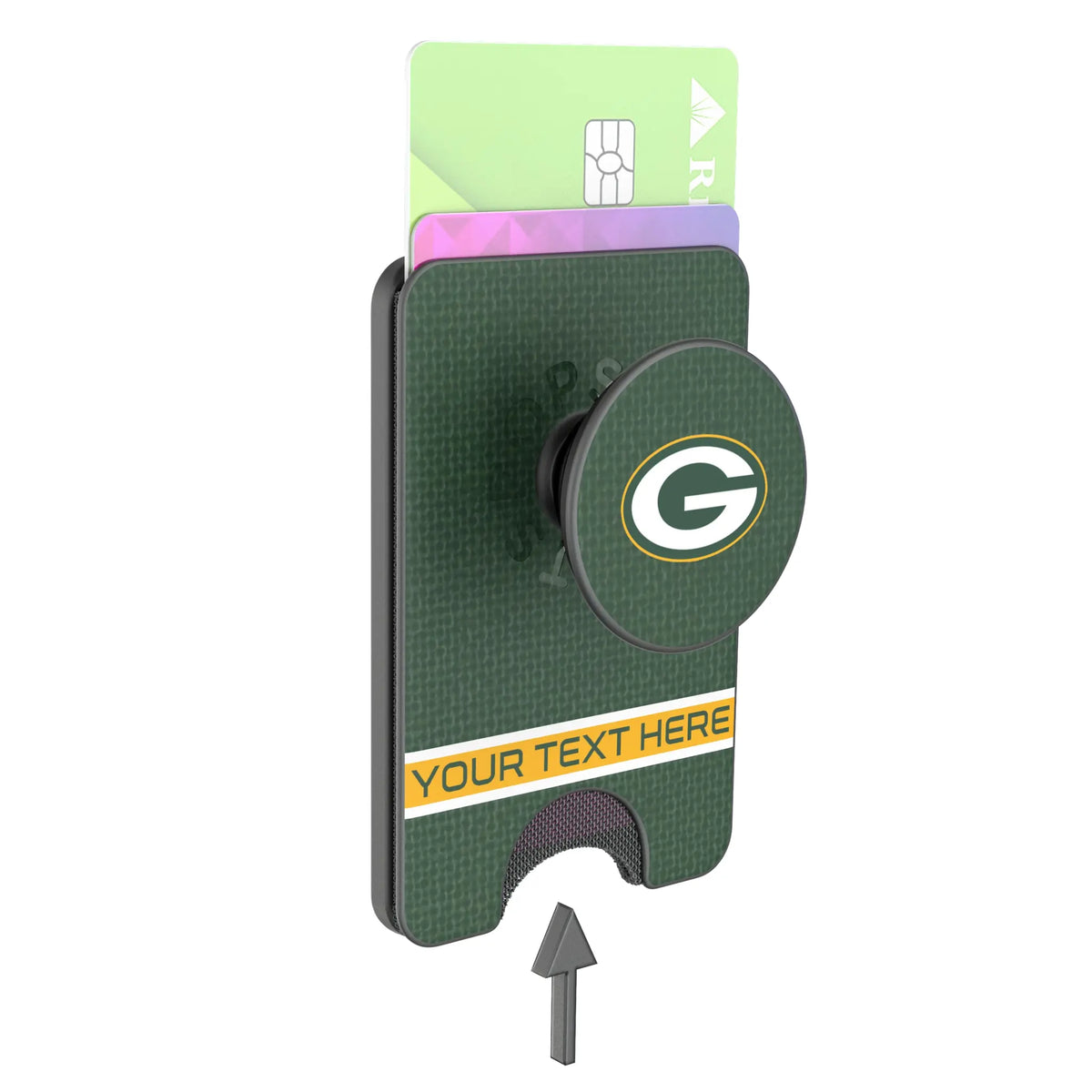 Green Bay Packers Personalized Endzone Solid Popsockets Wallet Magnetic - Detail