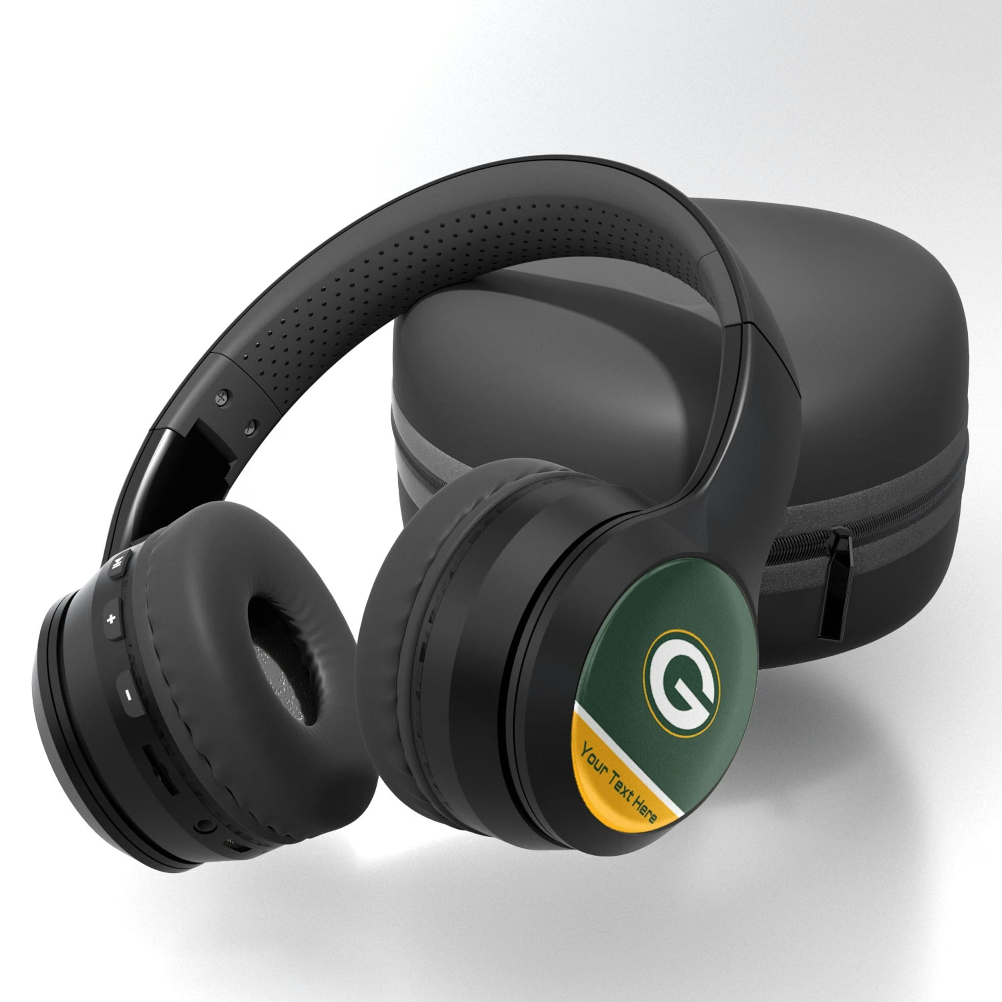 Green Bay Packers Personalized Endzone Solid Wireless Over-Ear BT Headphones With Case