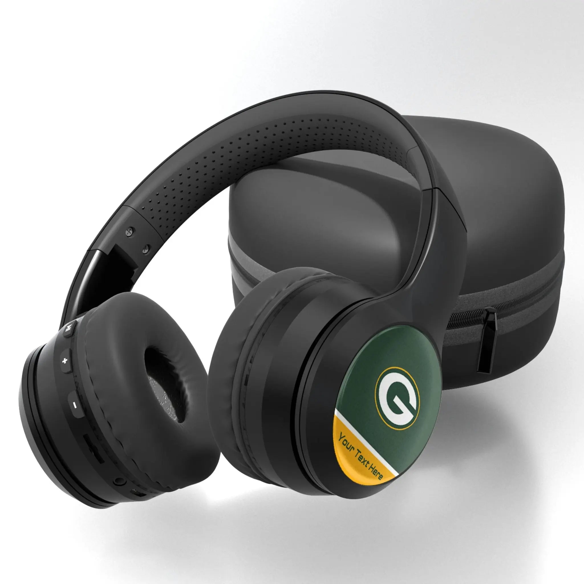 Green Bay Packers Personalized Endzone Solid Wireless Over-Ear BT Headphones With Case