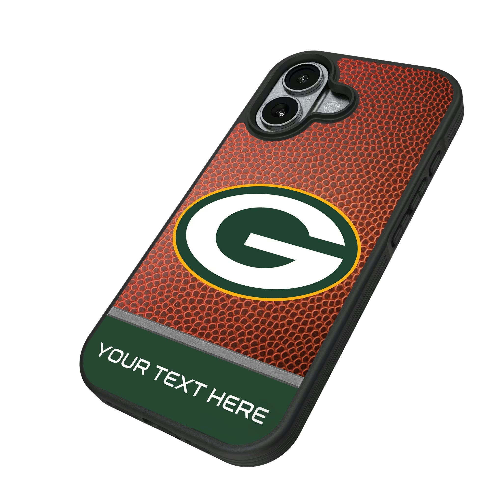 Green Bay Packers Personalized Football iPhone Bump Phone Case for Apple iPhone - Isometric View#Device_iPhone 17
