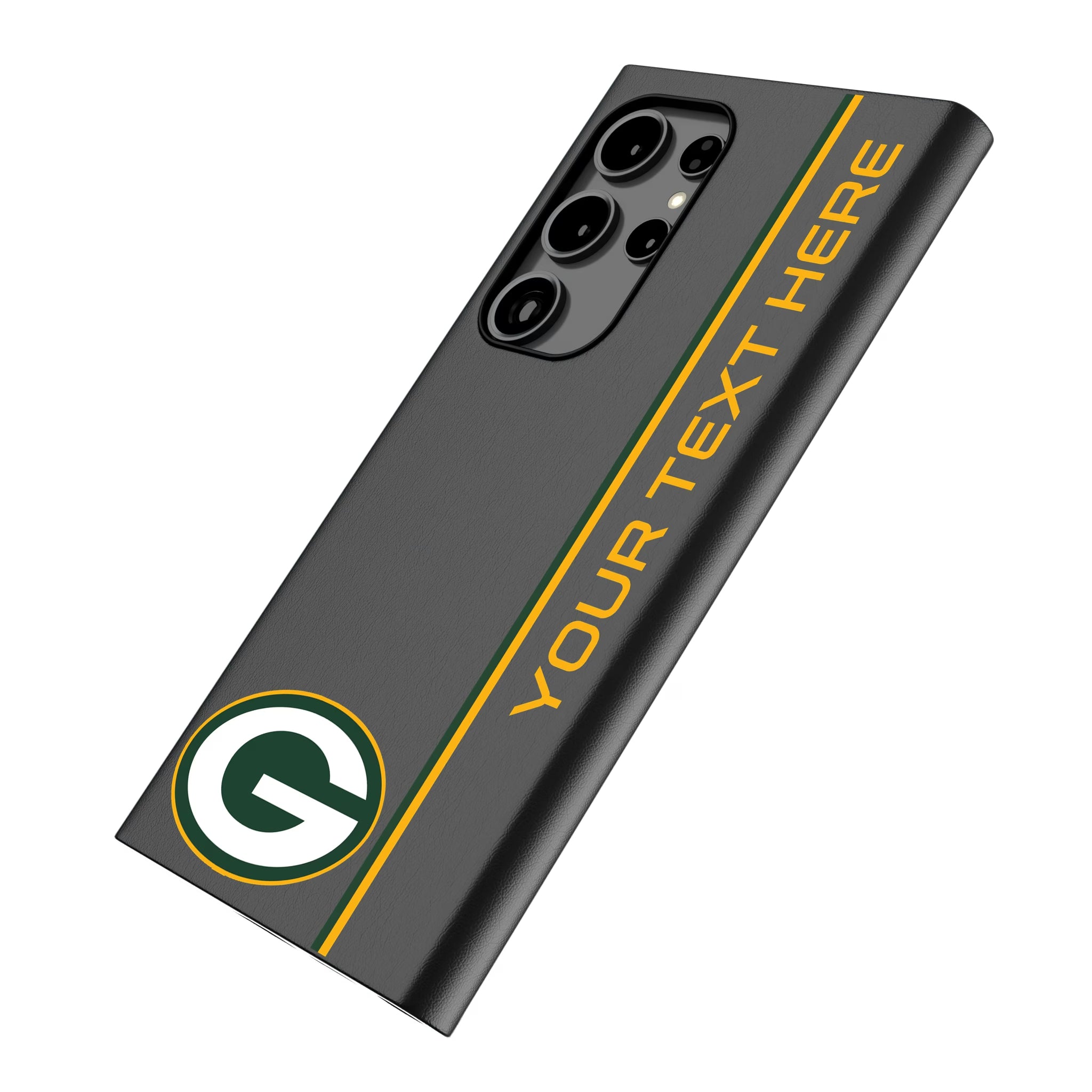 Green Bay Packers Personalized Sidebard Galaxy MagSafe Compatible Phone Case for Samsung Galaxy - Isometric View