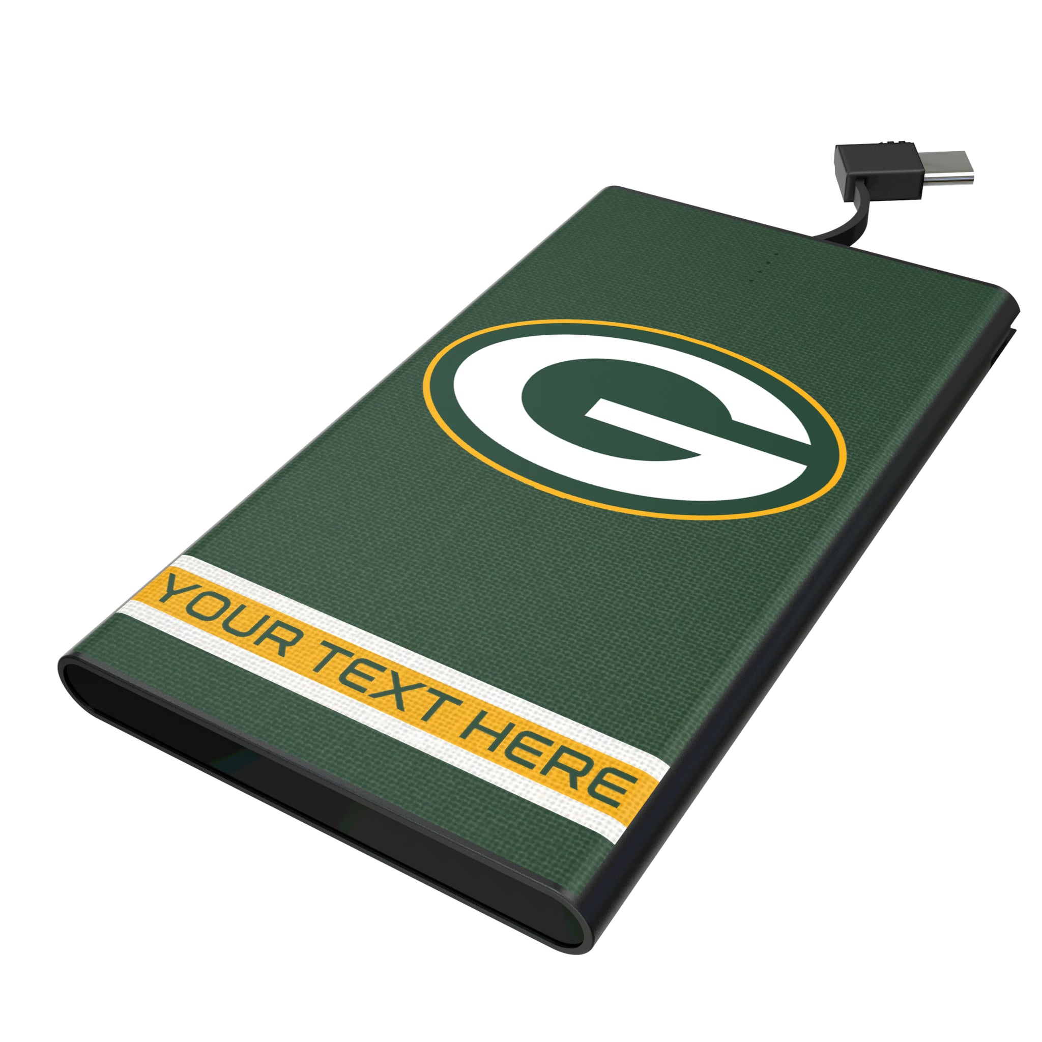 Green Bay Packers Personalized Stripe 5000mAh Flat Powerbank
