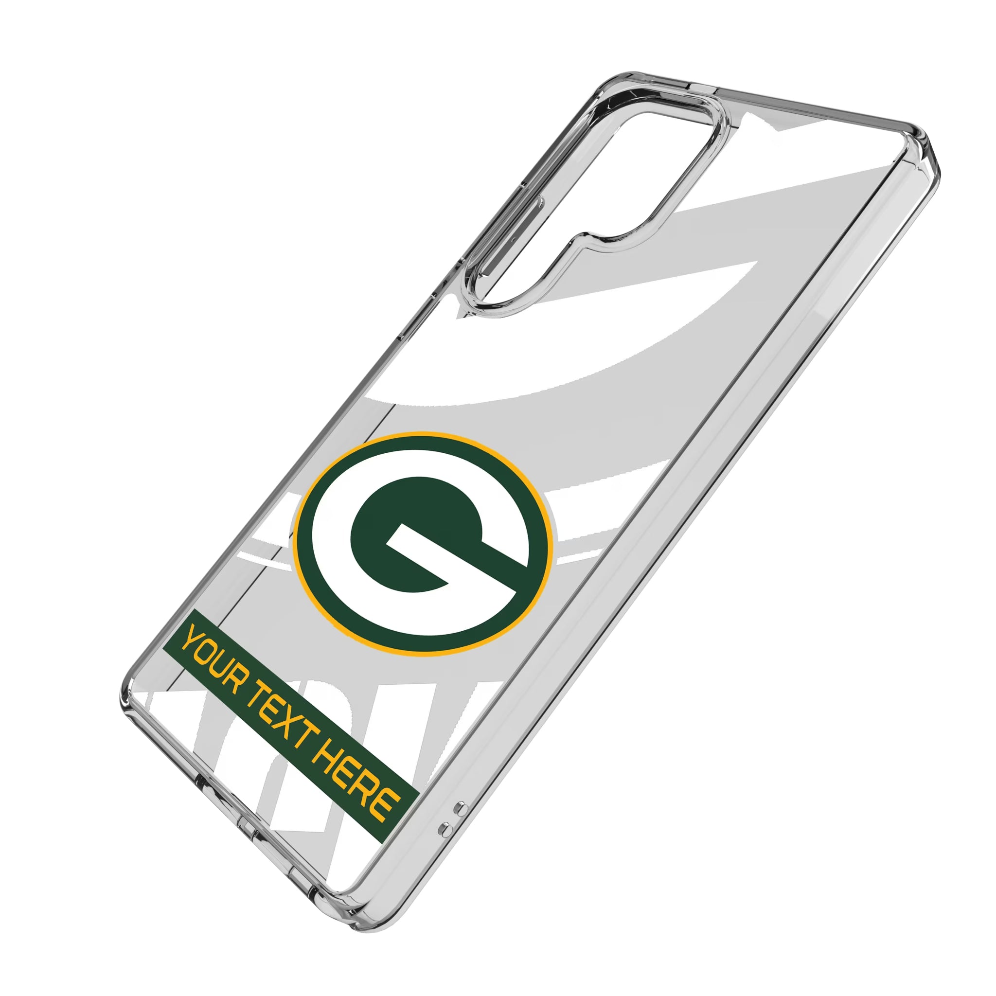 Green Bay Packers Personalized Tilt Galaxy Clear Phone Case for Samsung Galaxy - Isometric View