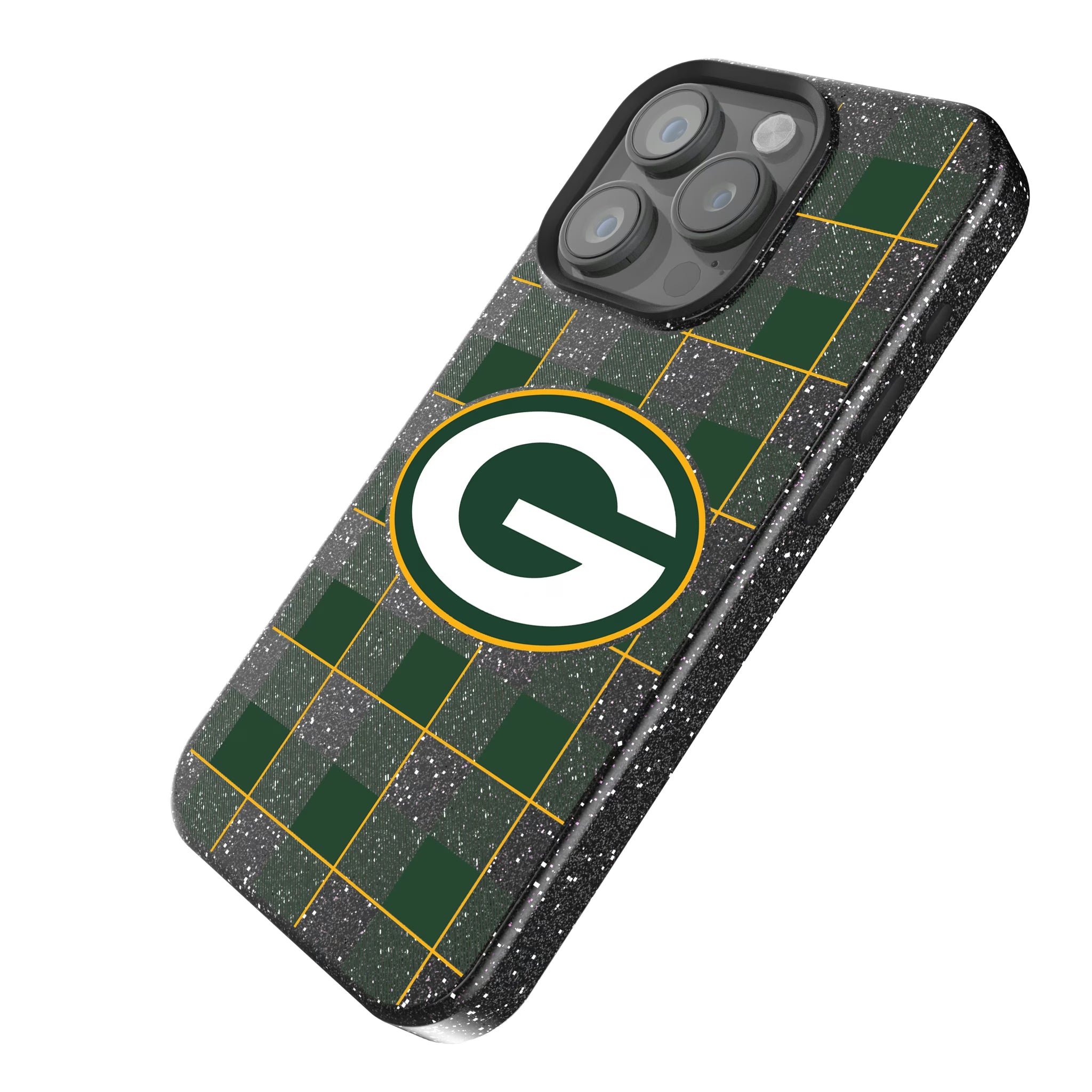 Green Bay Packers Plaid iPhone Bling Phone Case for Apple iPhone - Isometric View