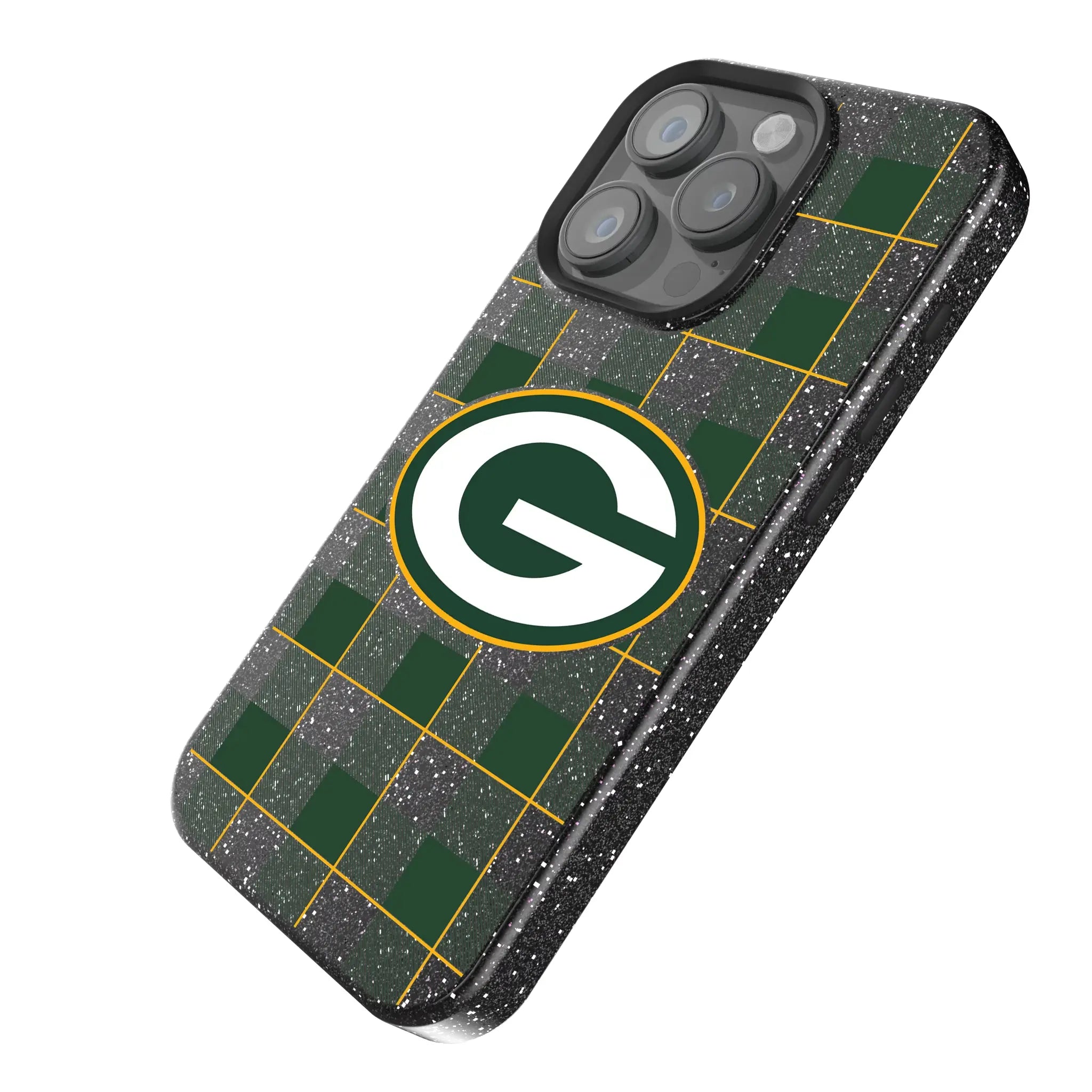 Green Bay Packers Plaid iPhone Bling Phone Case for Apple iPhone - Isometric View