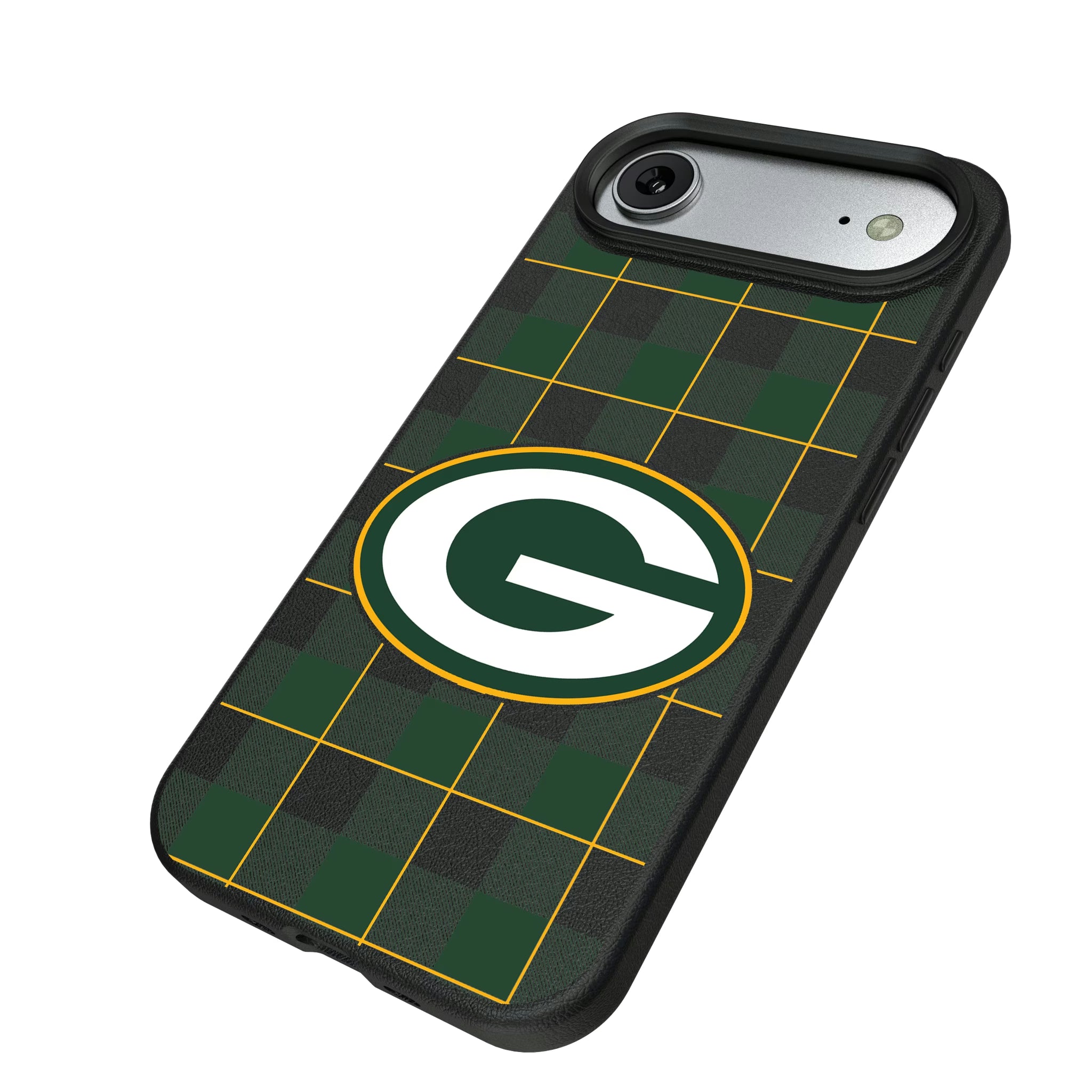 Green Bay Packers Plaid iPhone MagSafe Compatible Phone Case for Apple iPhone - Isometric View#Device_iPhone Air