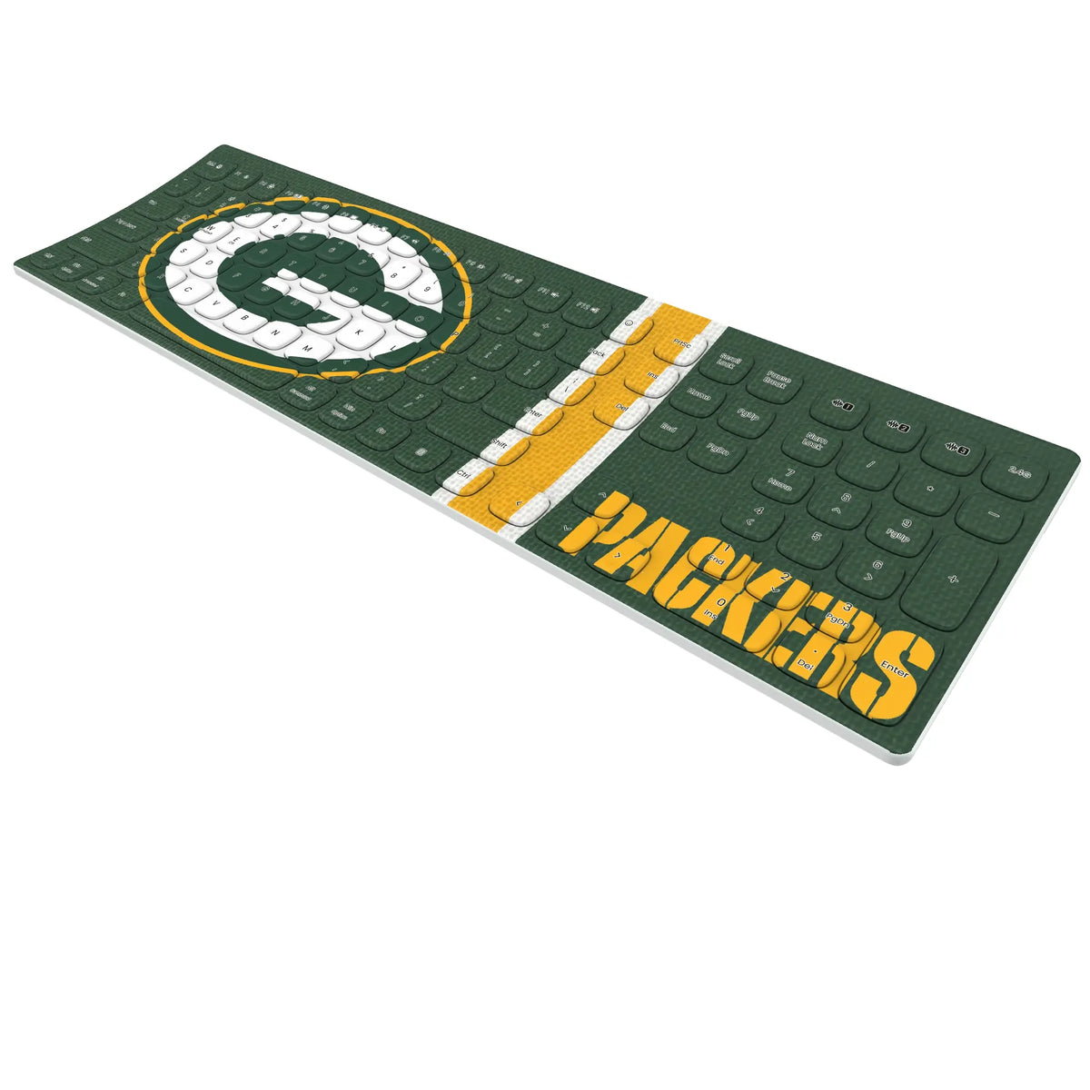 Green Bay Packers Stripe KKB605 Curved Wireless Keyboard - Isometric View