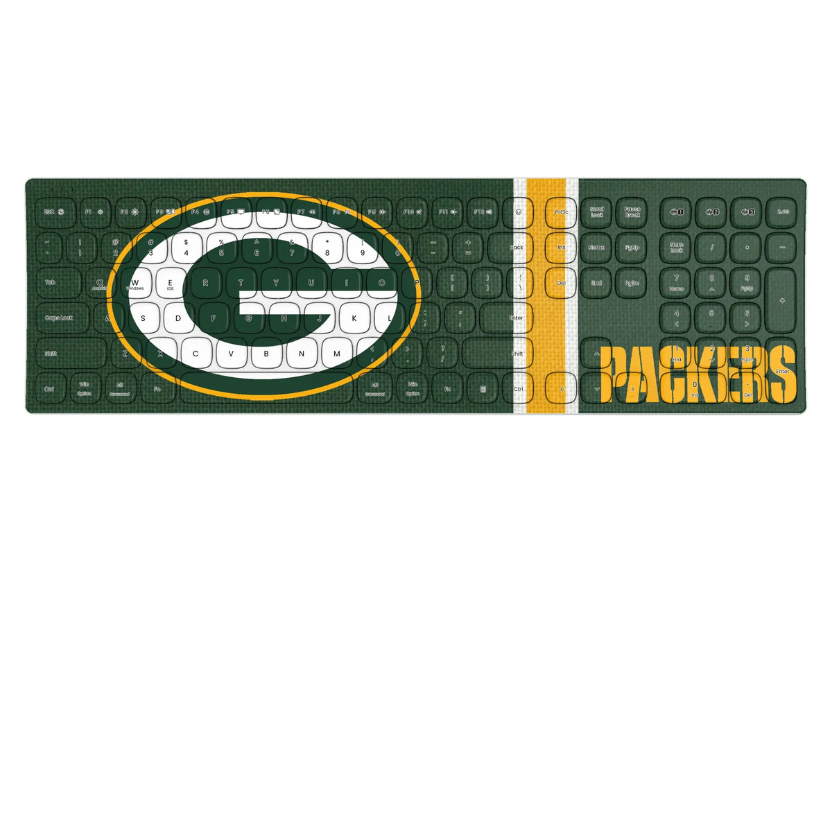 Green Bay Packers Stripe KKB605 Curved Wireless Keyboard