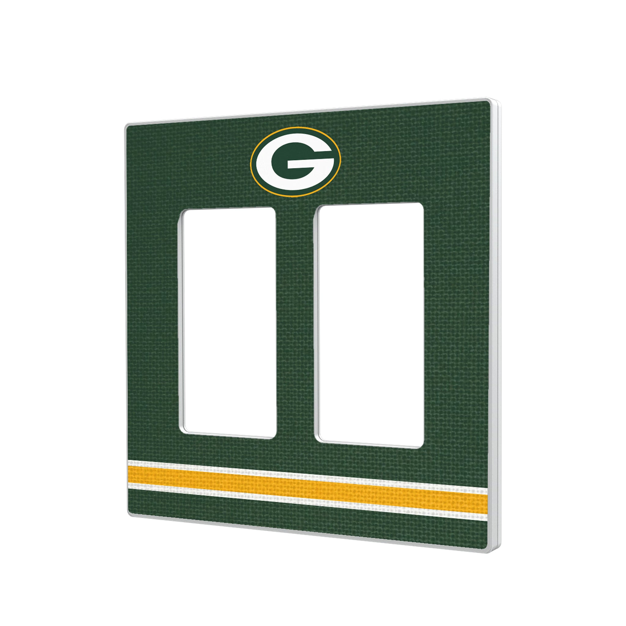 Green Bay Packers Stripe Hidden-Screw Light Switch Plate#Style_Double Rocker
