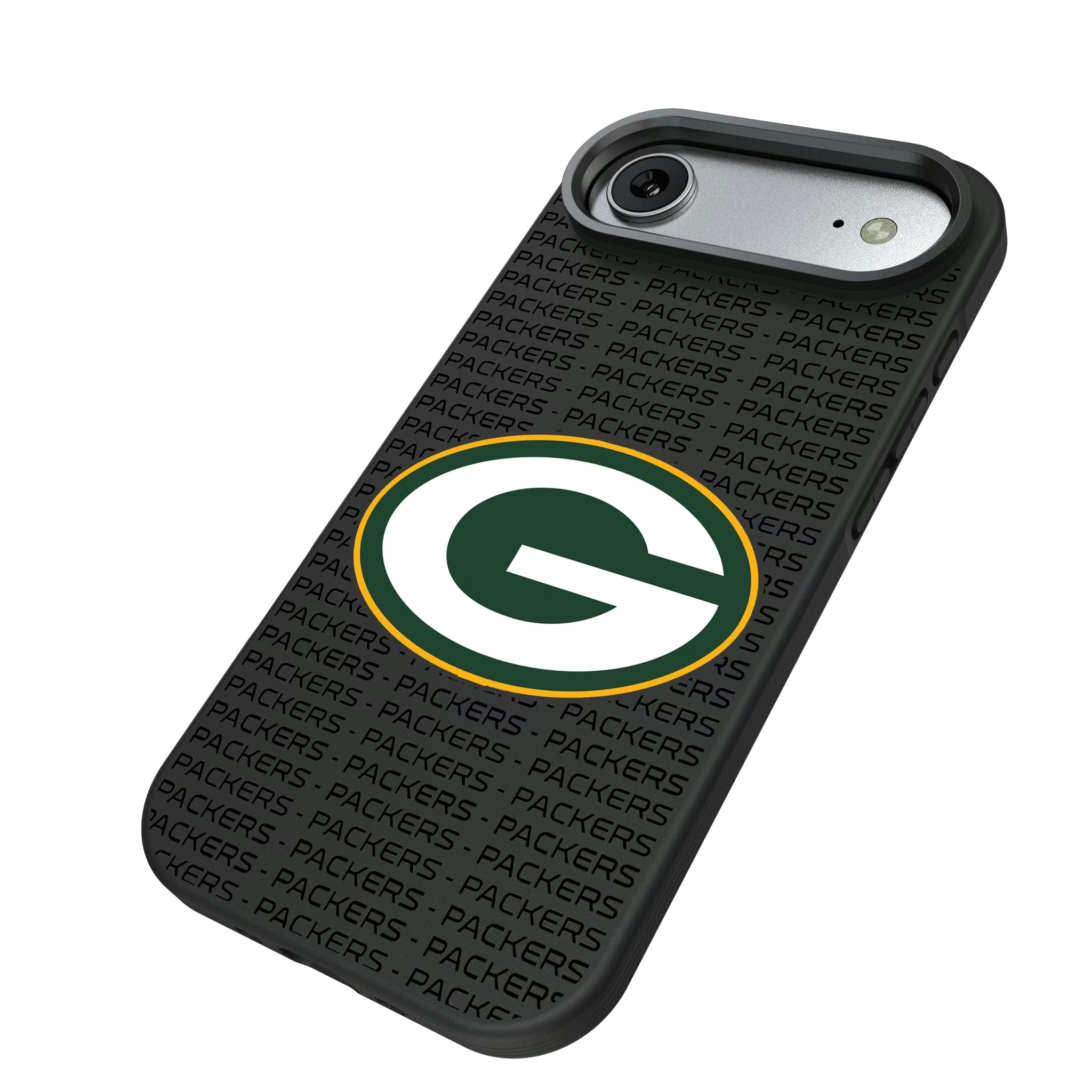 Green Bay Packers Text Backdrop iPhone Bump Phone Case for Apple iPhone - Isometric View#Device_iPhone Air