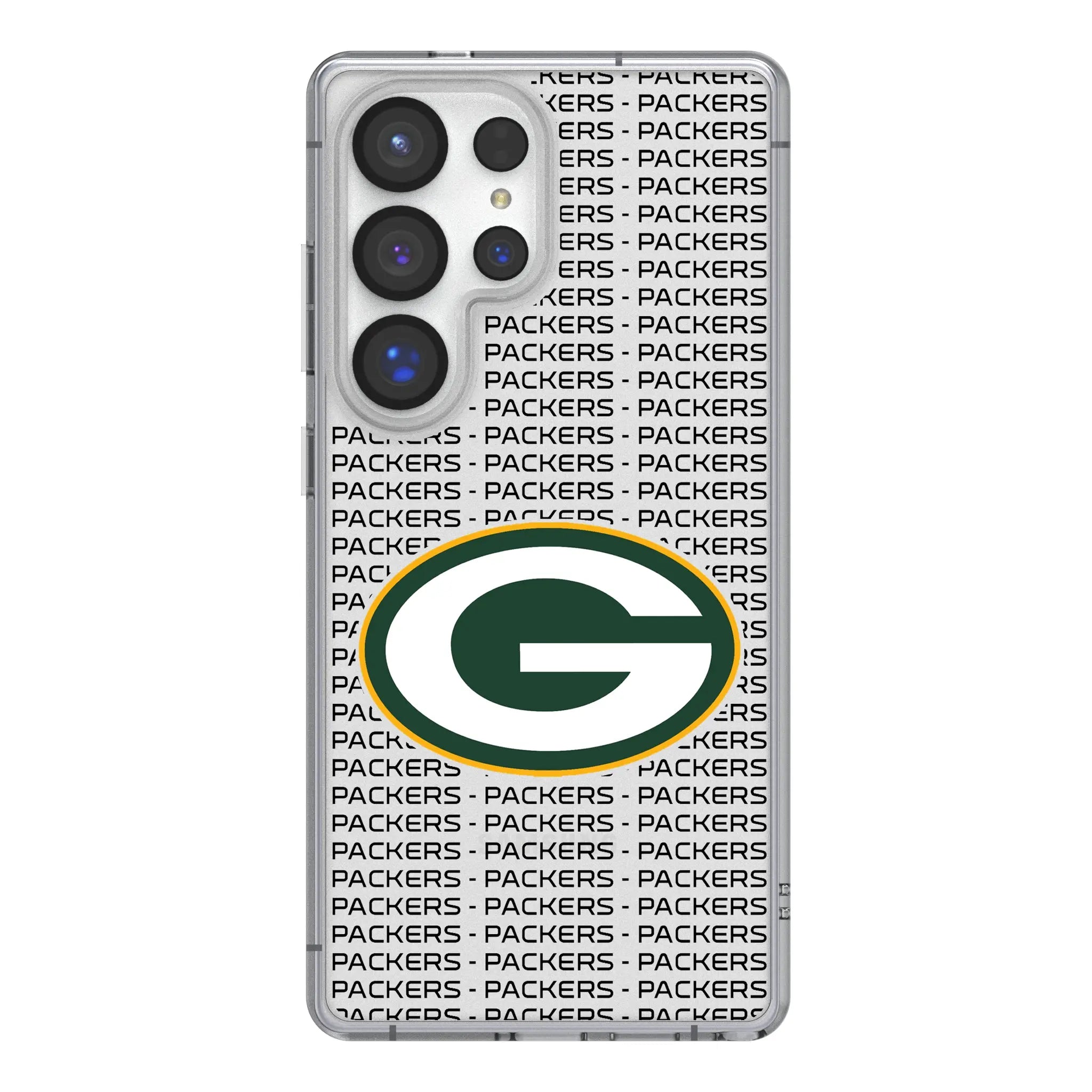 Green Bay Packers Text Backdrop Galaxy Clear Phone Case for Samsung Galaxy#Device_Galaxy S25 Ultra