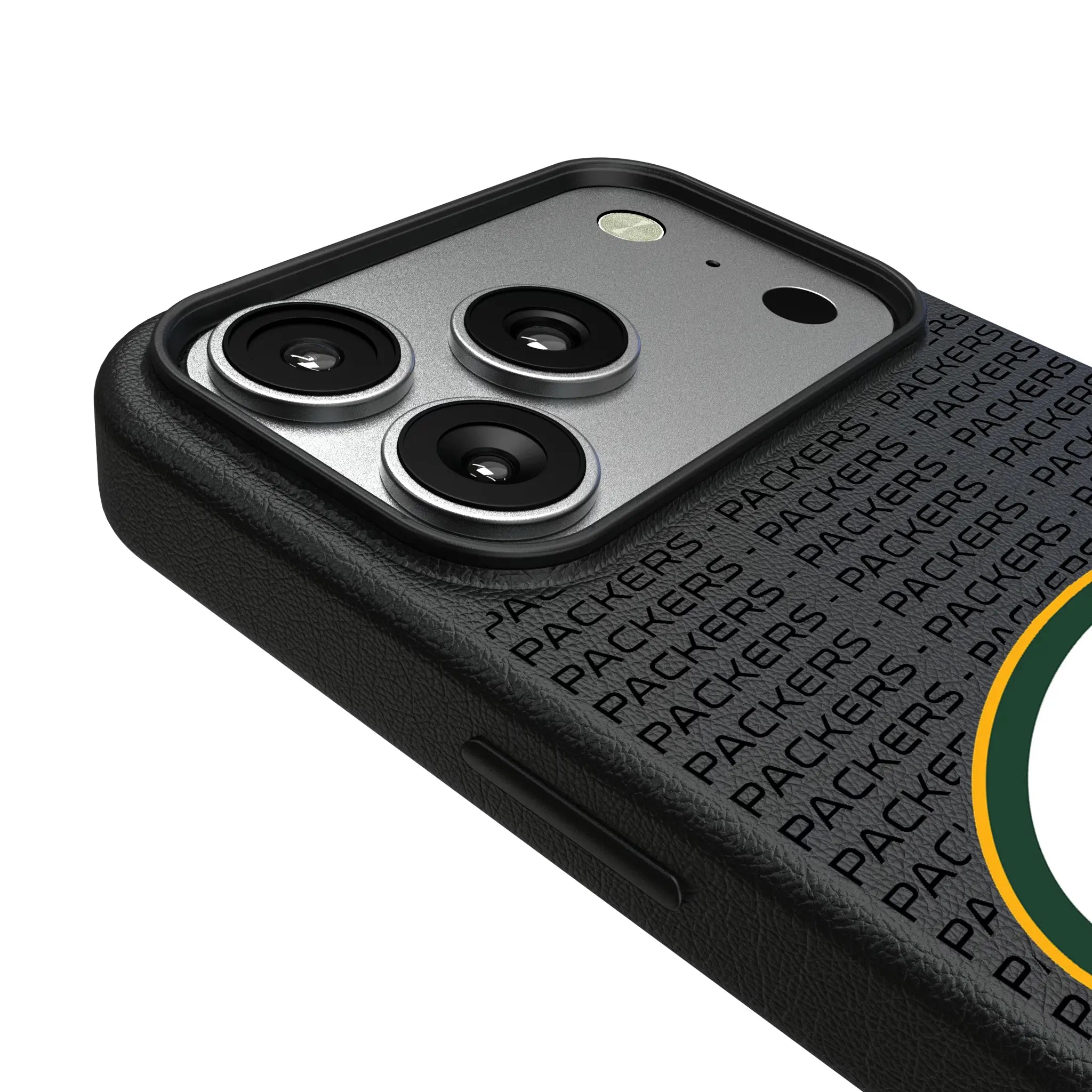 Green Bay Packers Text Backdrop iPhone MagSafe Compatible Phone Case for Apple iPhone - Detail#Device_iPhone 17 Pro