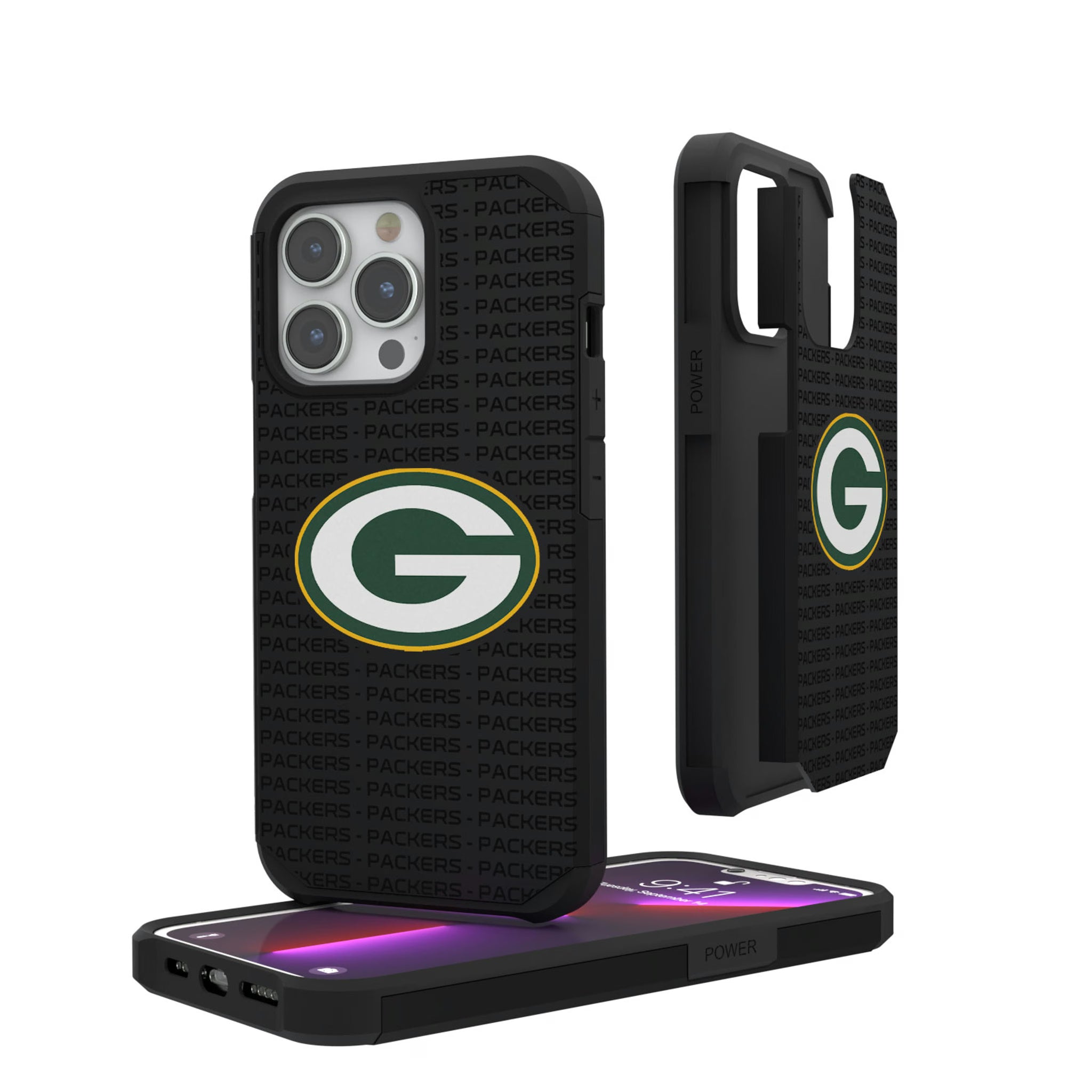Green Bay Packers Text Backdrop iPhone Rugged Phone Case for Apple iPhone