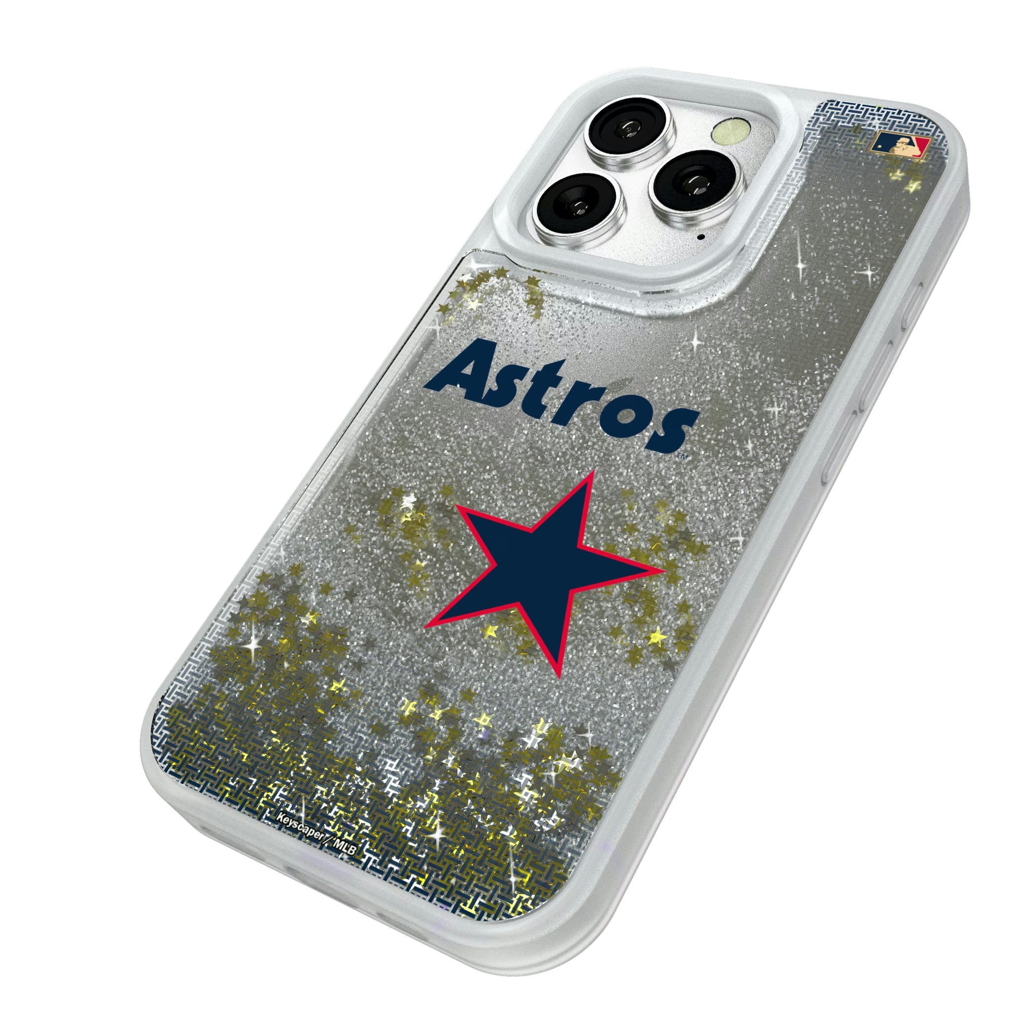 Houston Astros 1975-1981 - Cooperstown Collection Linen iPhone Glitter Phone Case for Apple iPhone - Isometric View#Device_iPhone 16 Pro