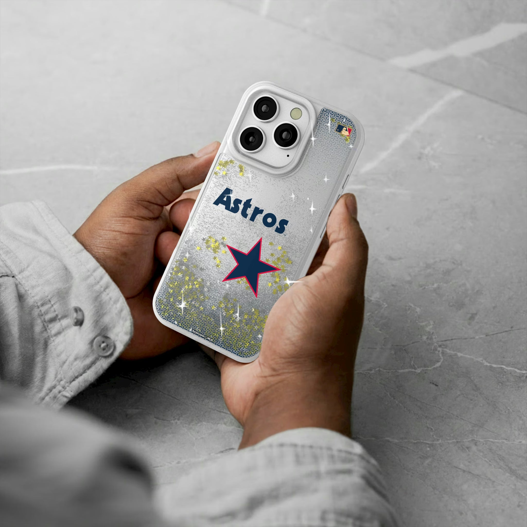 Houston Astros 1975-1981 - Cooperstown Collection Linen iPhone Glitter Phone Case for Apple iPhone - Lifestyle#Device_iPhone 16 Pro