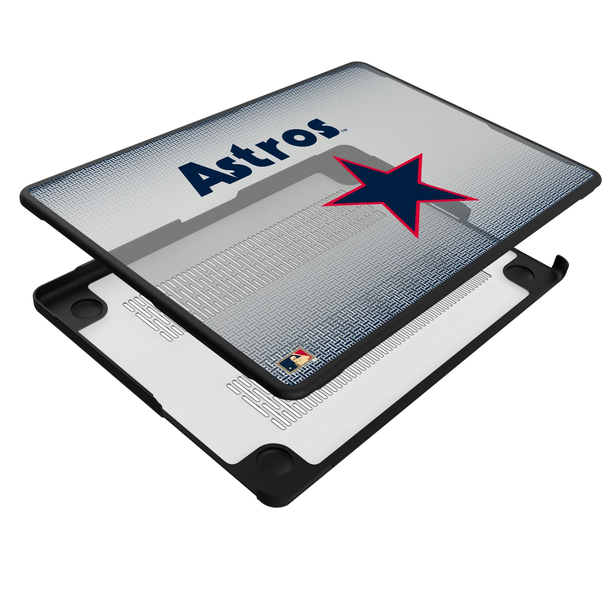 Houston Astros 1975-1981 - Cooperstown Collection Linen MacBook Laptop Case for Apple MacBook - Isometric View#Device_MacBook Pro (14-inch, 2021) / MacBook Pro (14-inch, 2023) / MacBook Pro (14-inch, 2024)
