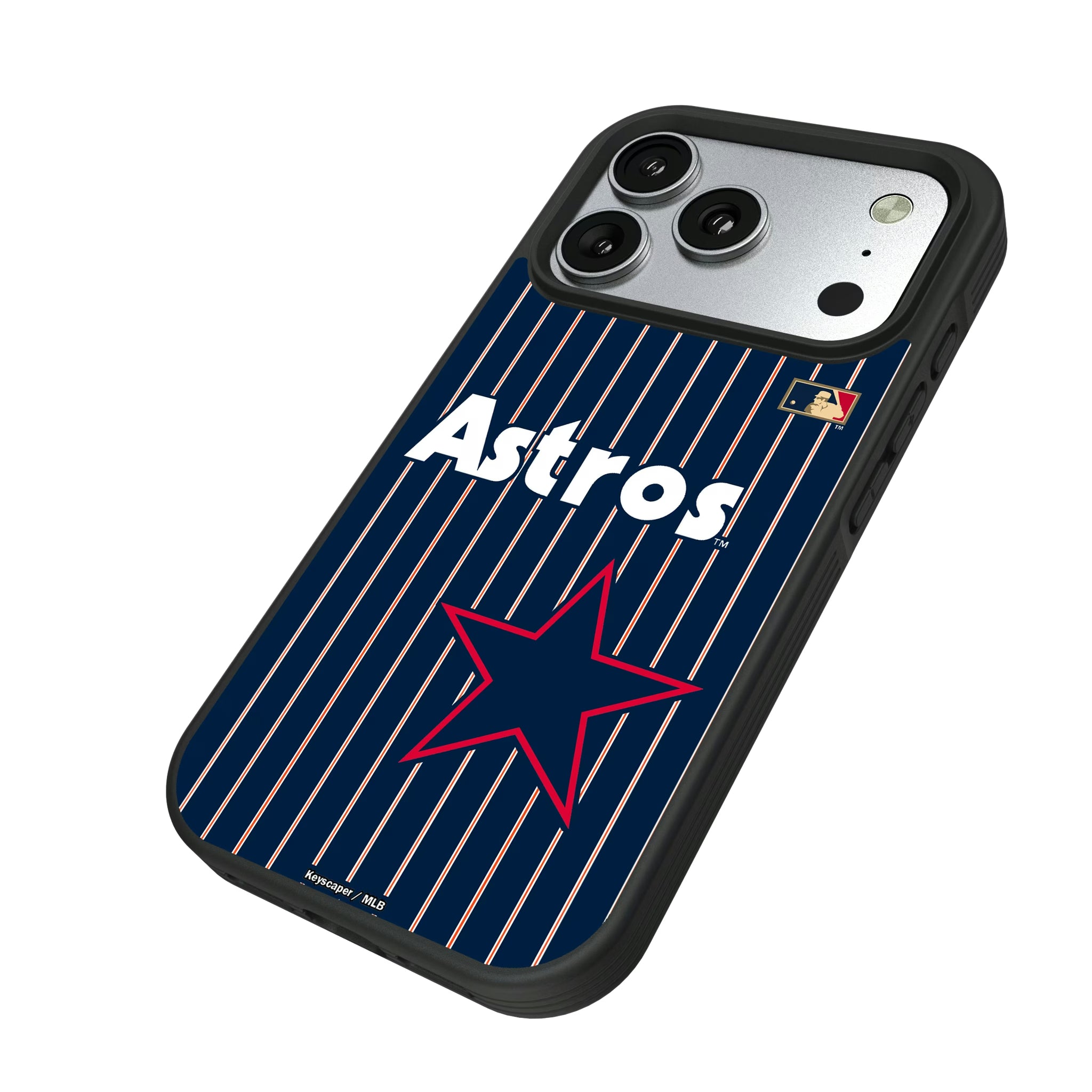 Houston Astros 1975-1981 - Cooperstown Collection Pinstripe iPhone Bump Phone Case for Apple iPhone - Isometric View#Device_iPhone 17 Pro