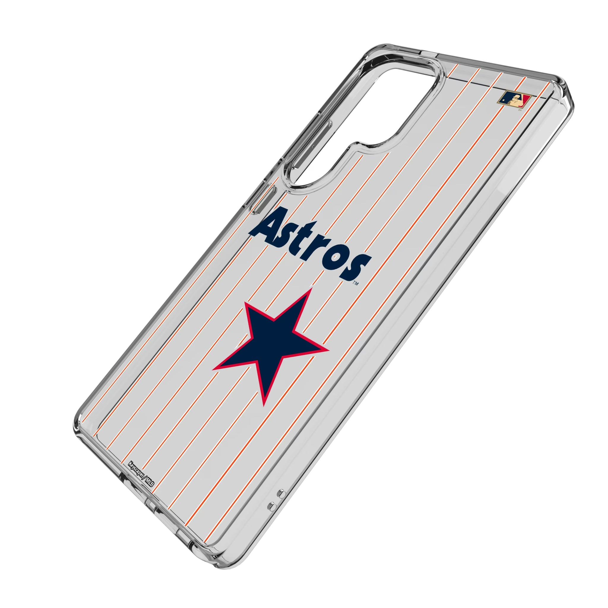 Houston Astros 1975-1981 - Cooperstown Collection Pinstripe Galaxy Clear Phone Case for Samsung Galaxy - Isometric View