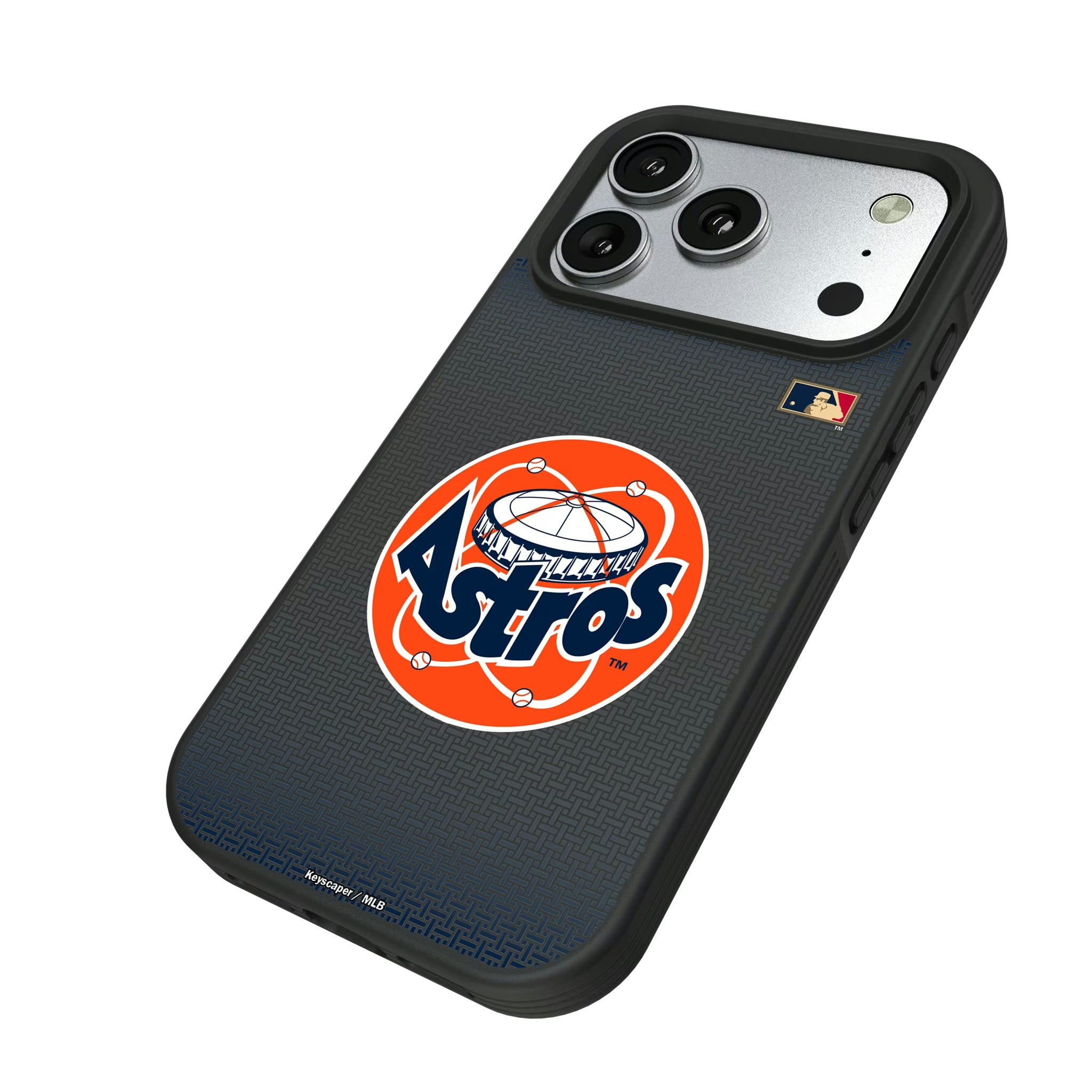 Houston Astros 1977-1993 - Cooperstown Collection Linen iPhone Bump Phone Case for Apple iPhone - Isometric View#Device_iPhone 17 Pro